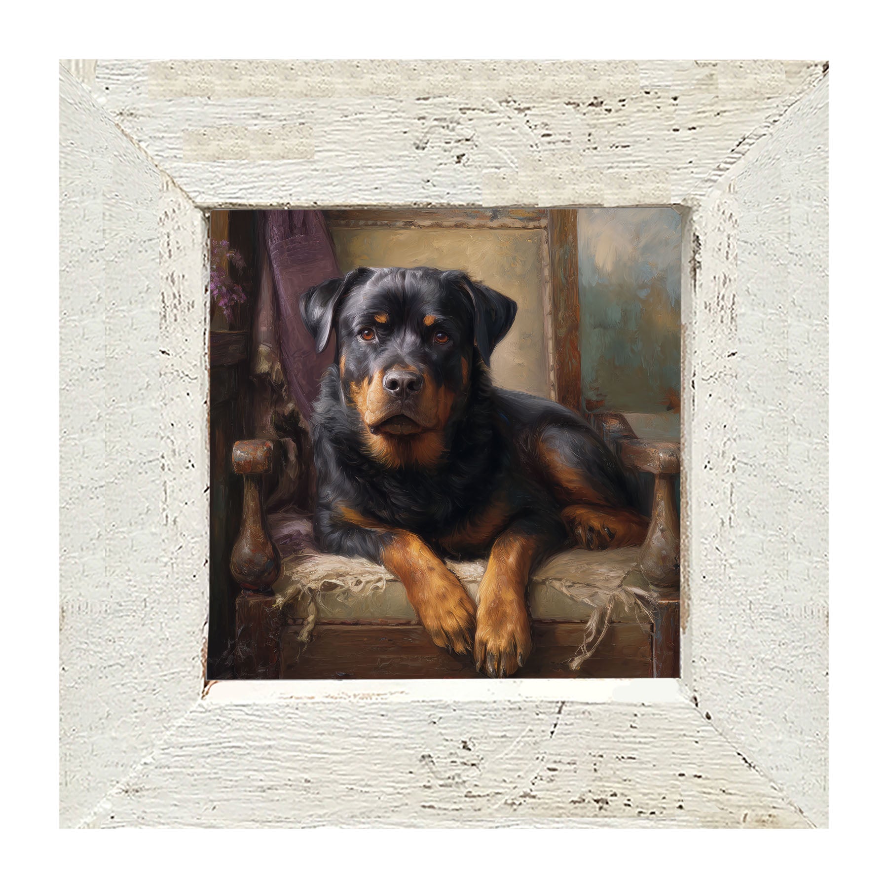 Armchair with Rottweiler Dog - Framed Art