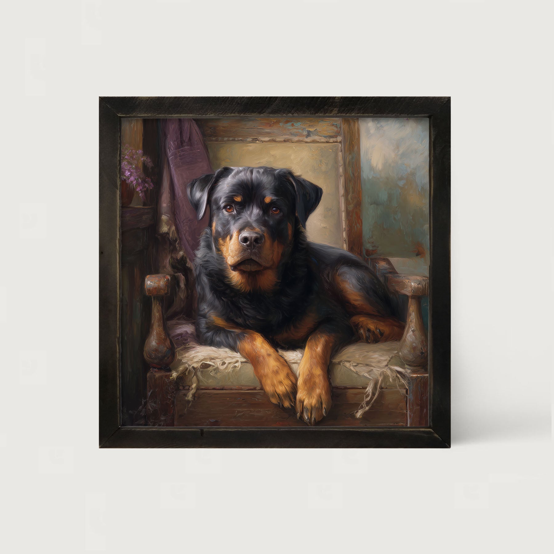 Armchair with Rottweiler Dog