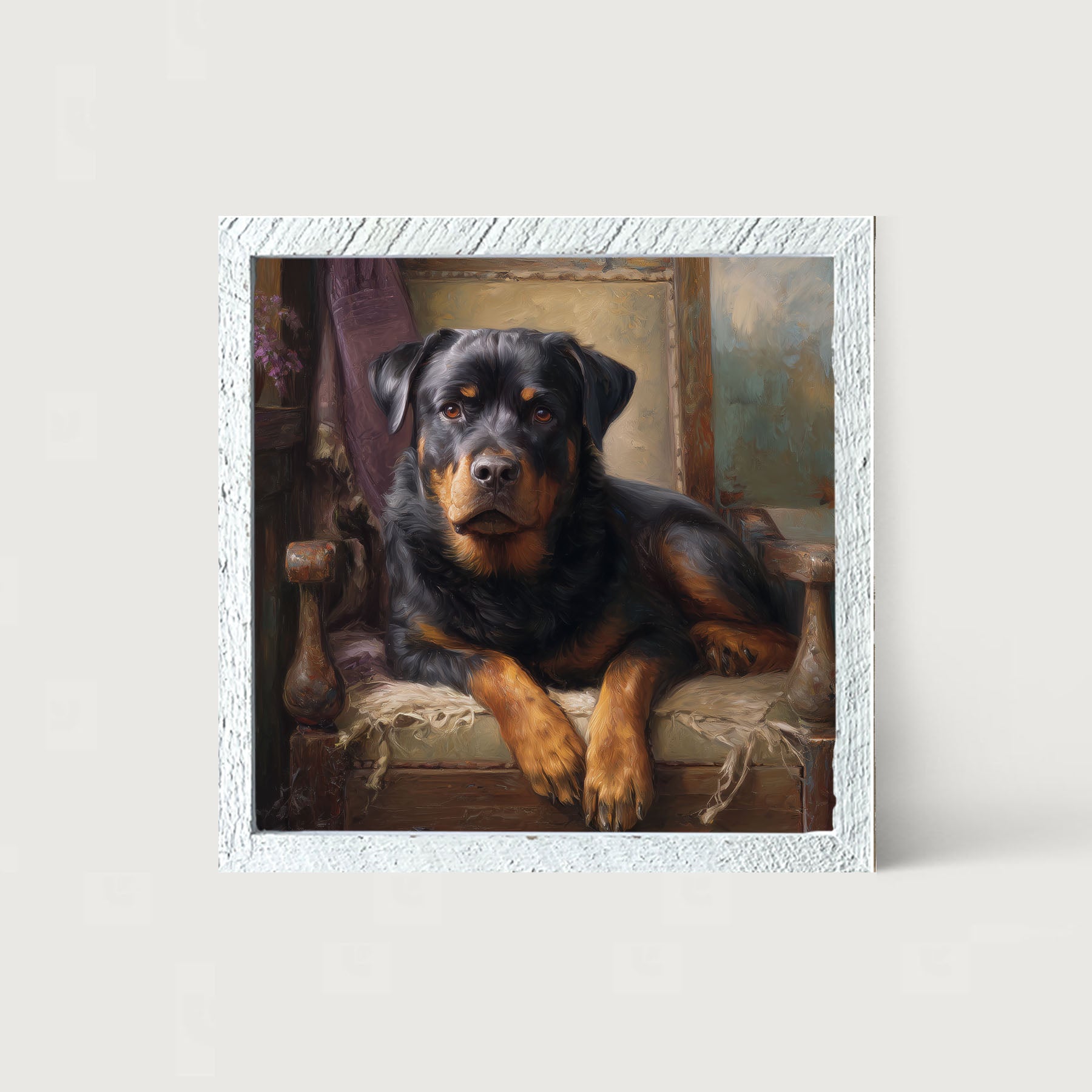 Armchair with Rottweiler Dog