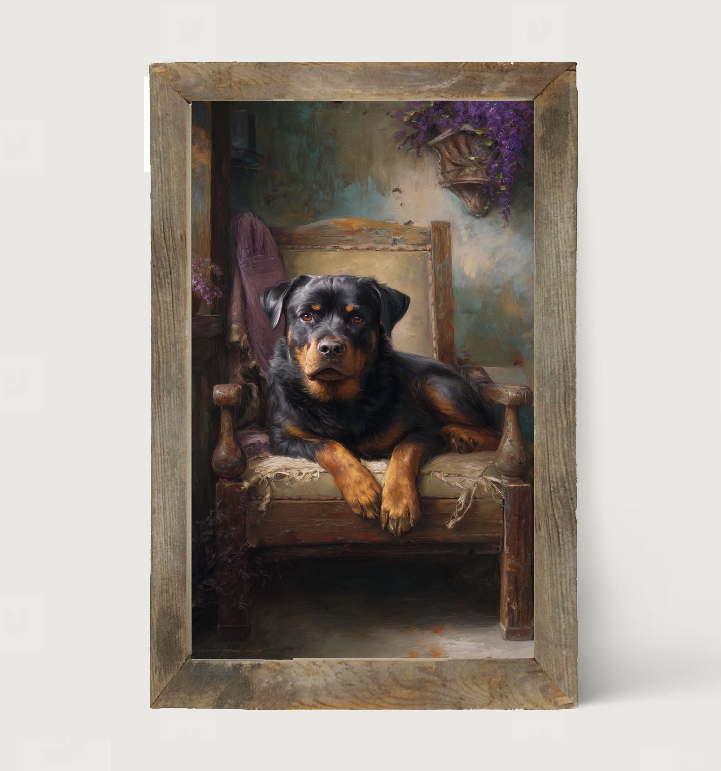 Armchair with Rottweiler Dog