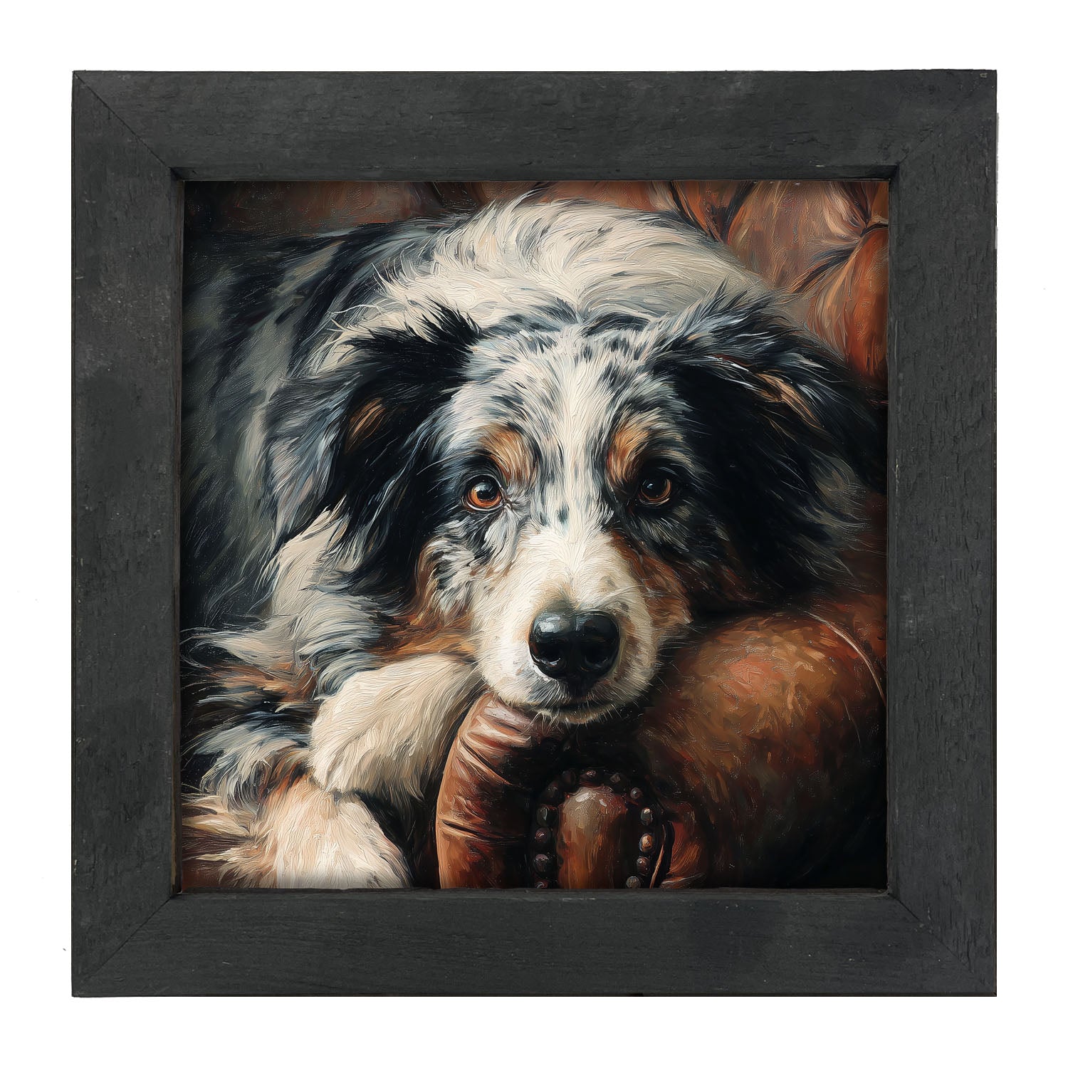 Armchair with Australian Shephard Dog - Framed Art