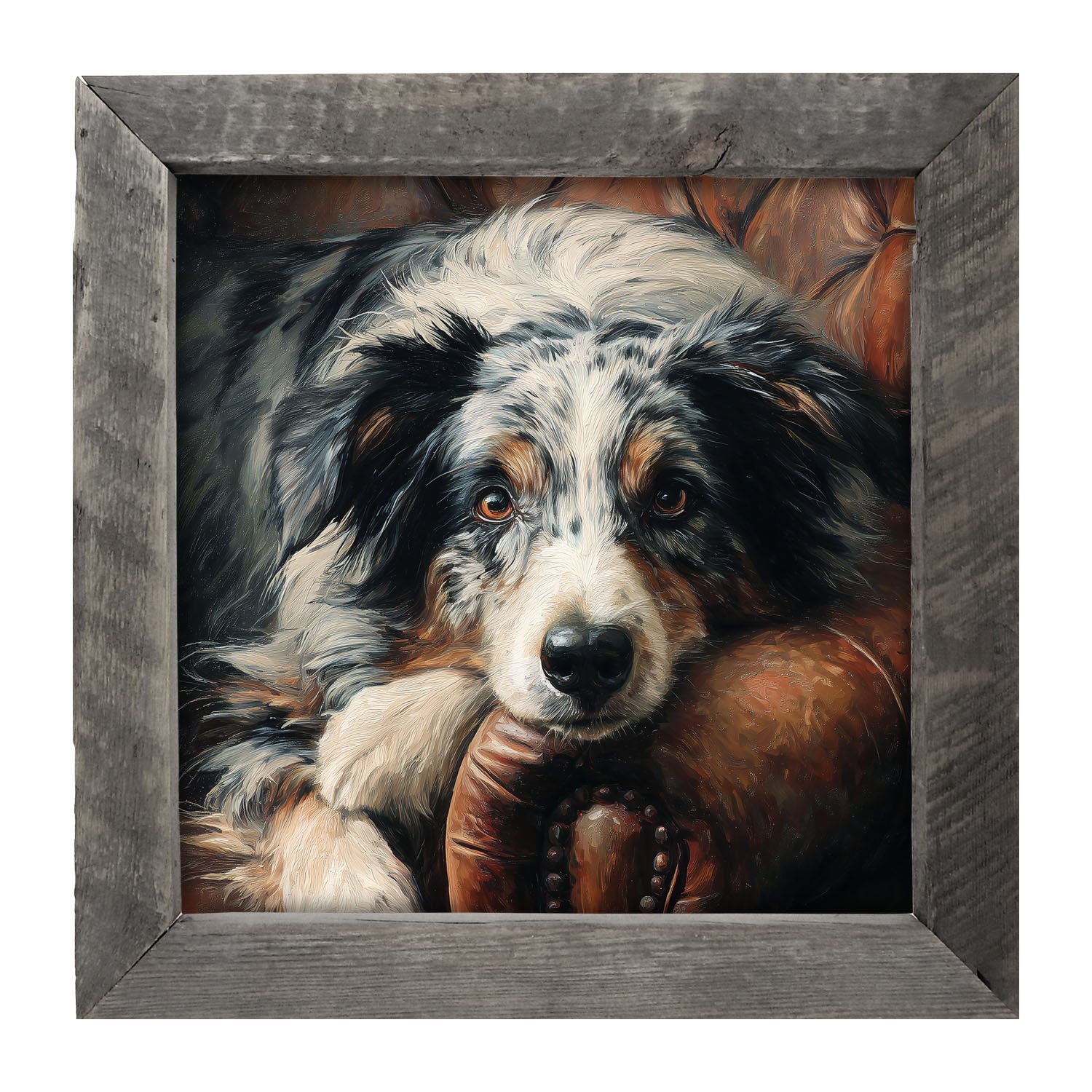 Armchair with Australian Shephard Dog - Framed Art