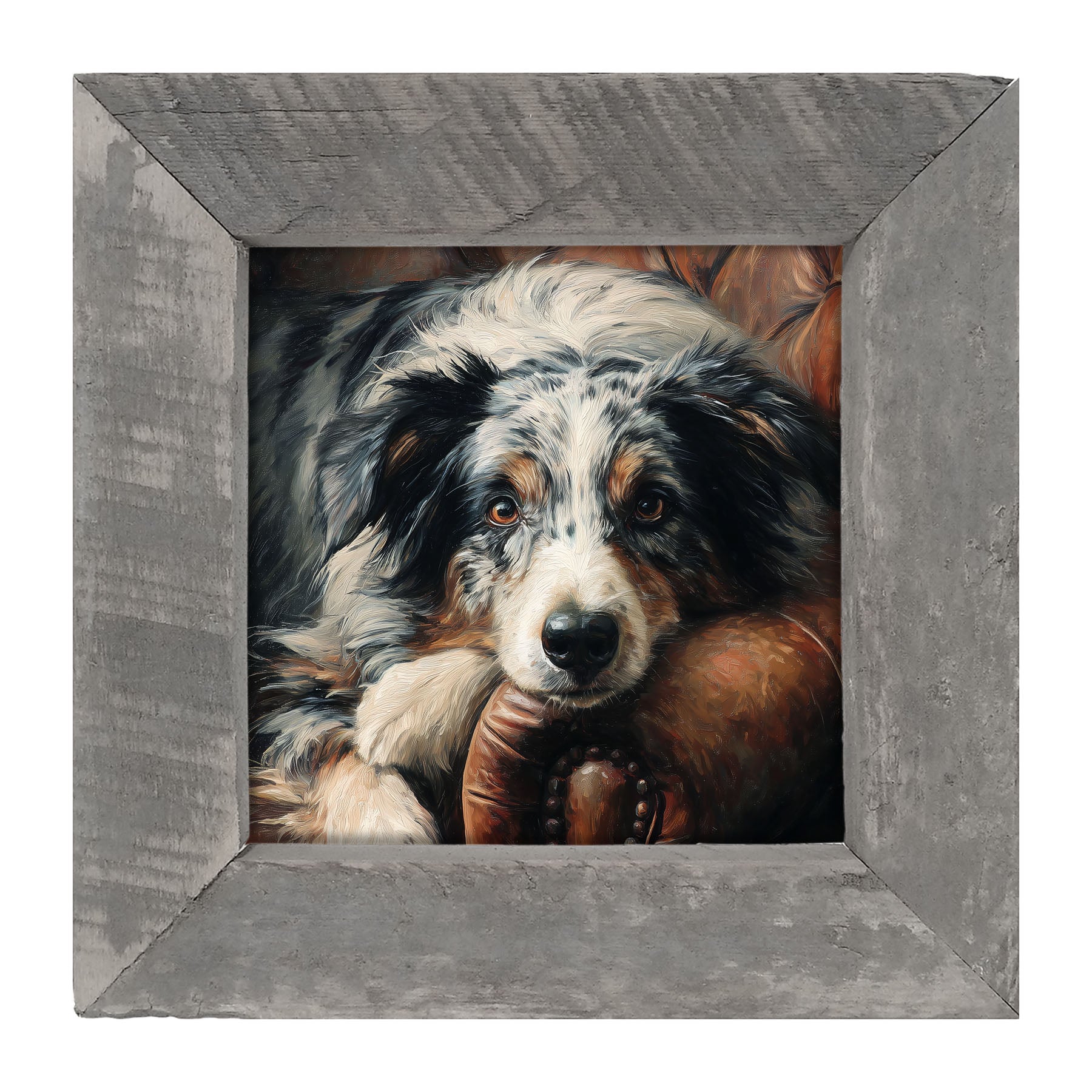Armchair with Australian Shephard Dog - Framed Art