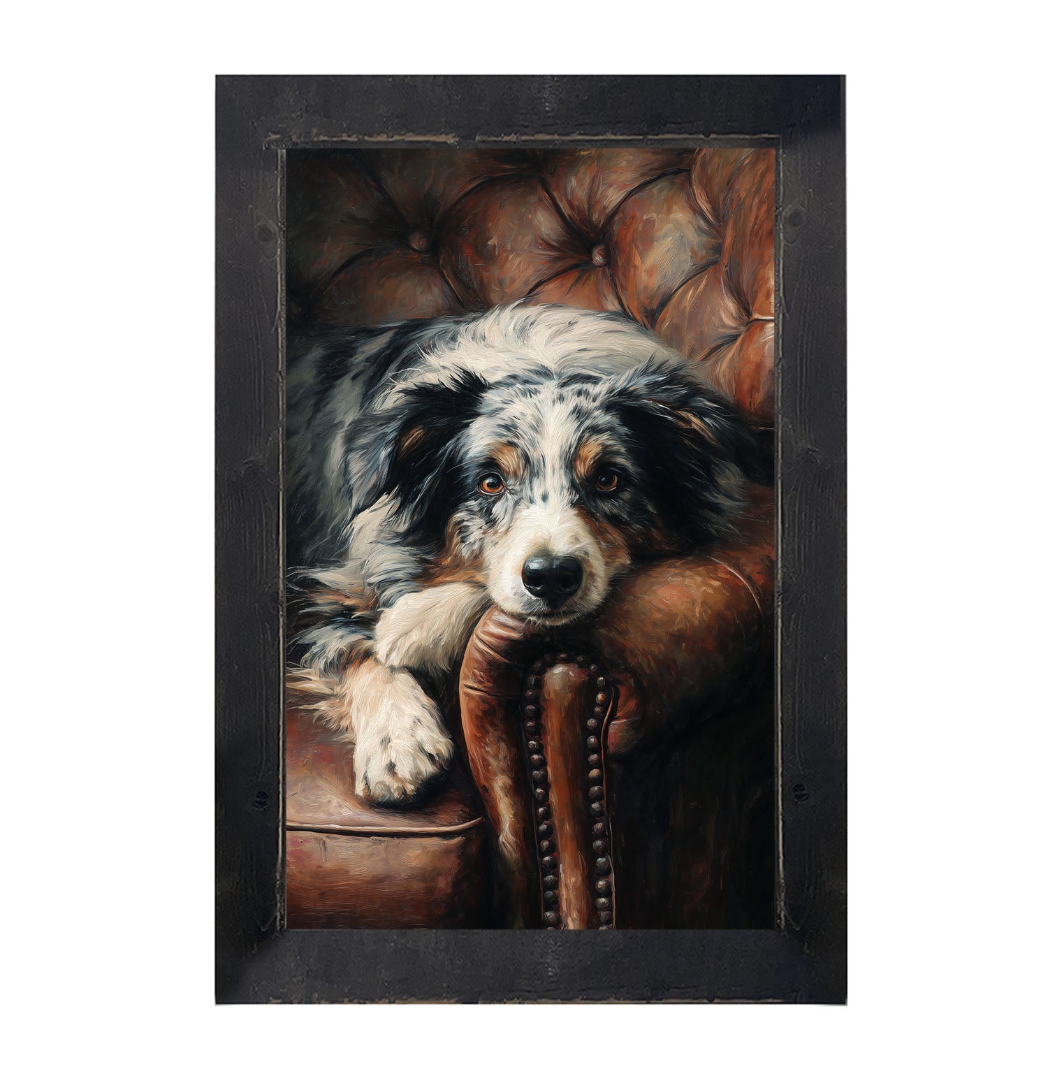 Armchair with Australian Shephard Dog - Framed Art