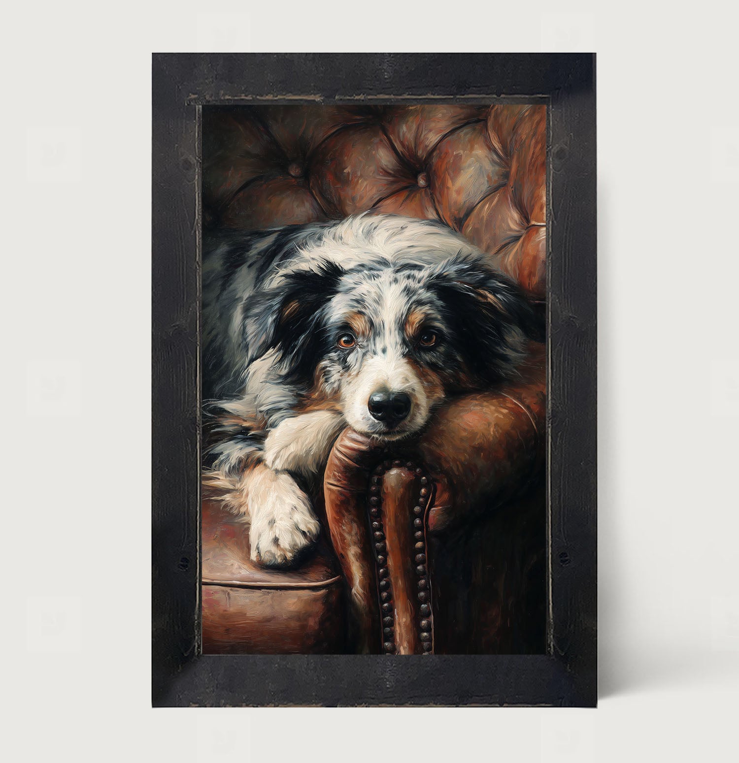 Armchair with Australian Shephard Dog - Framed Art