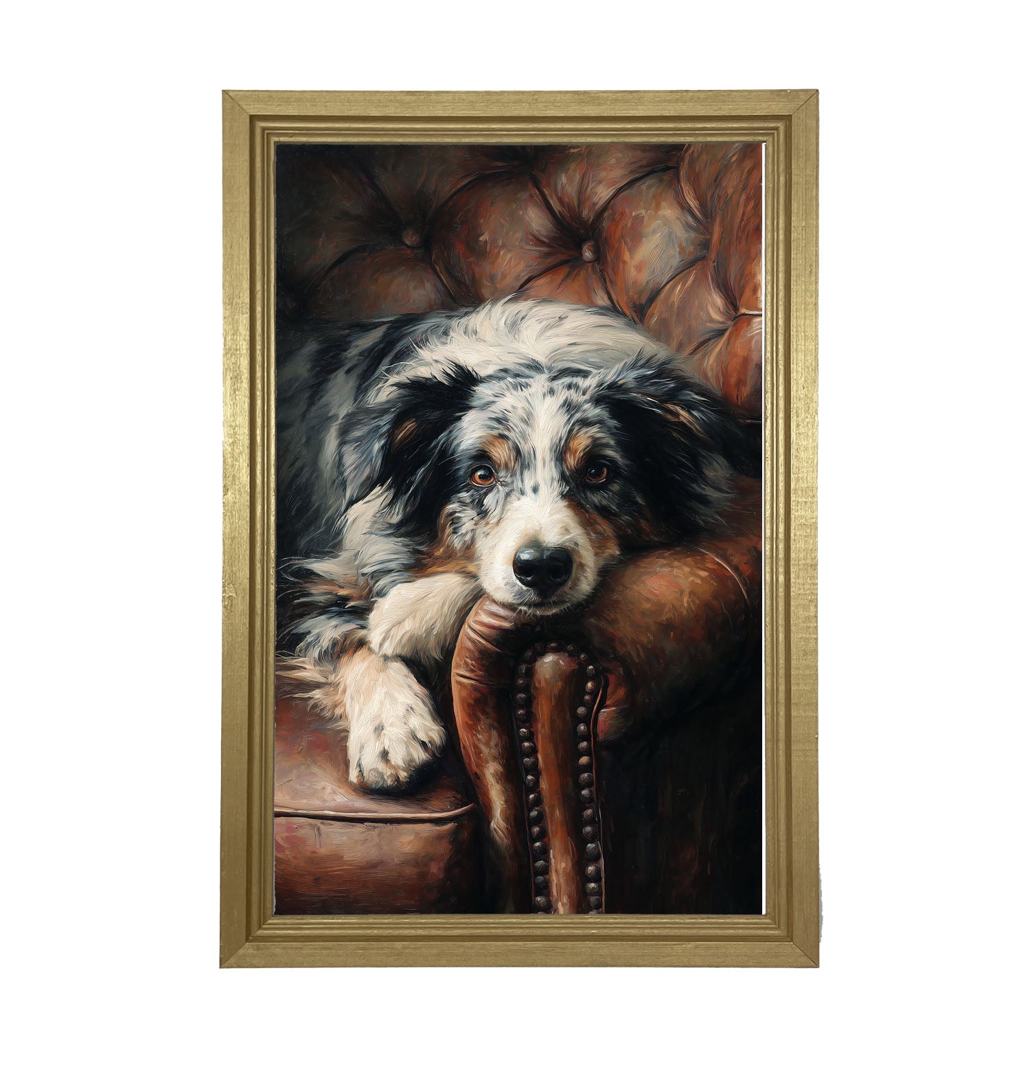 Armchair with Australian Shephard Dog - Framed Art