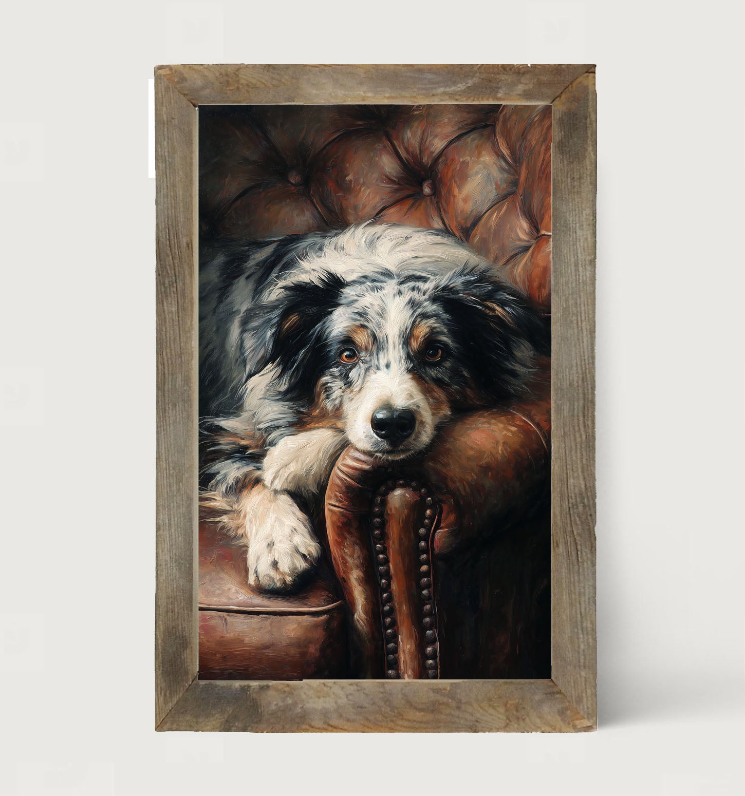 Armchair with Australian Shephard Dog - Framed Art