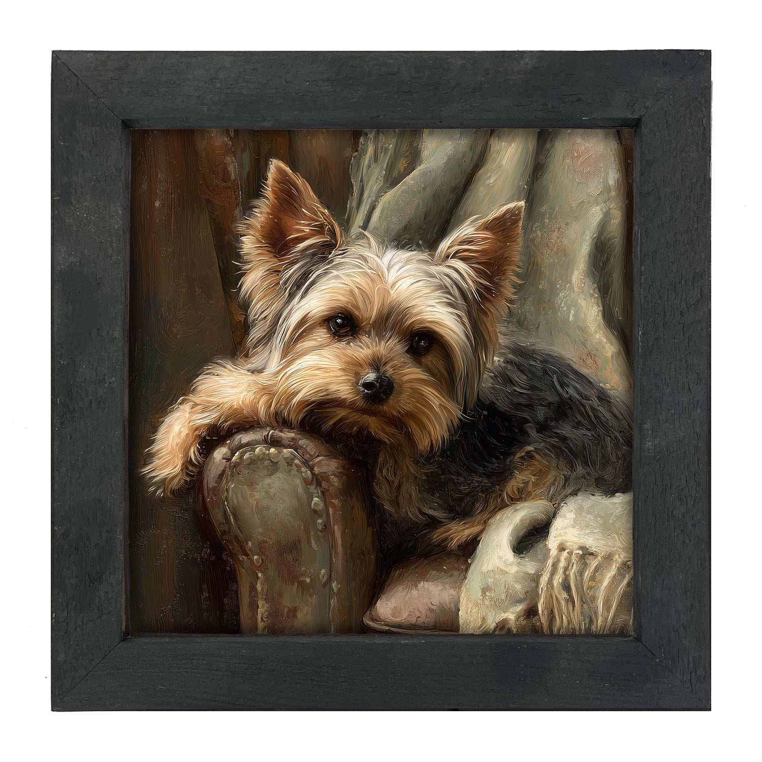 Armchair with Yorkshire Terrier Dog - Framed Art