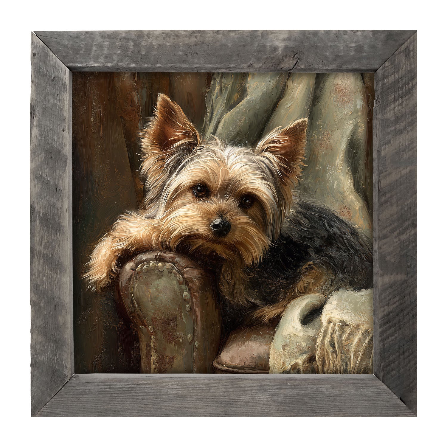 Armchair with Yorkshire Terrier Dog - Framed Art