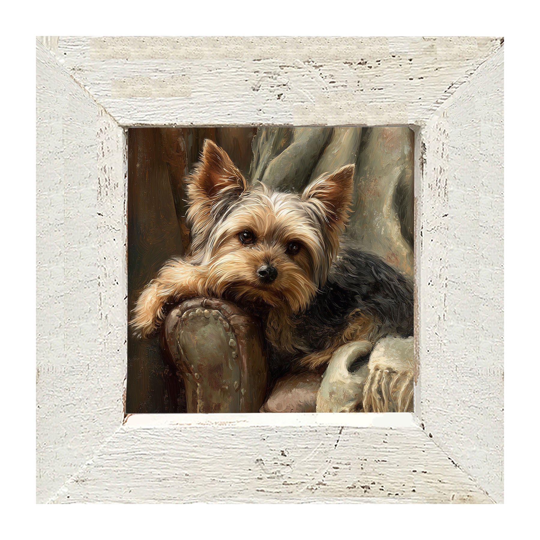 Armchair with Yorkshire Terrier Dog - Framed Art