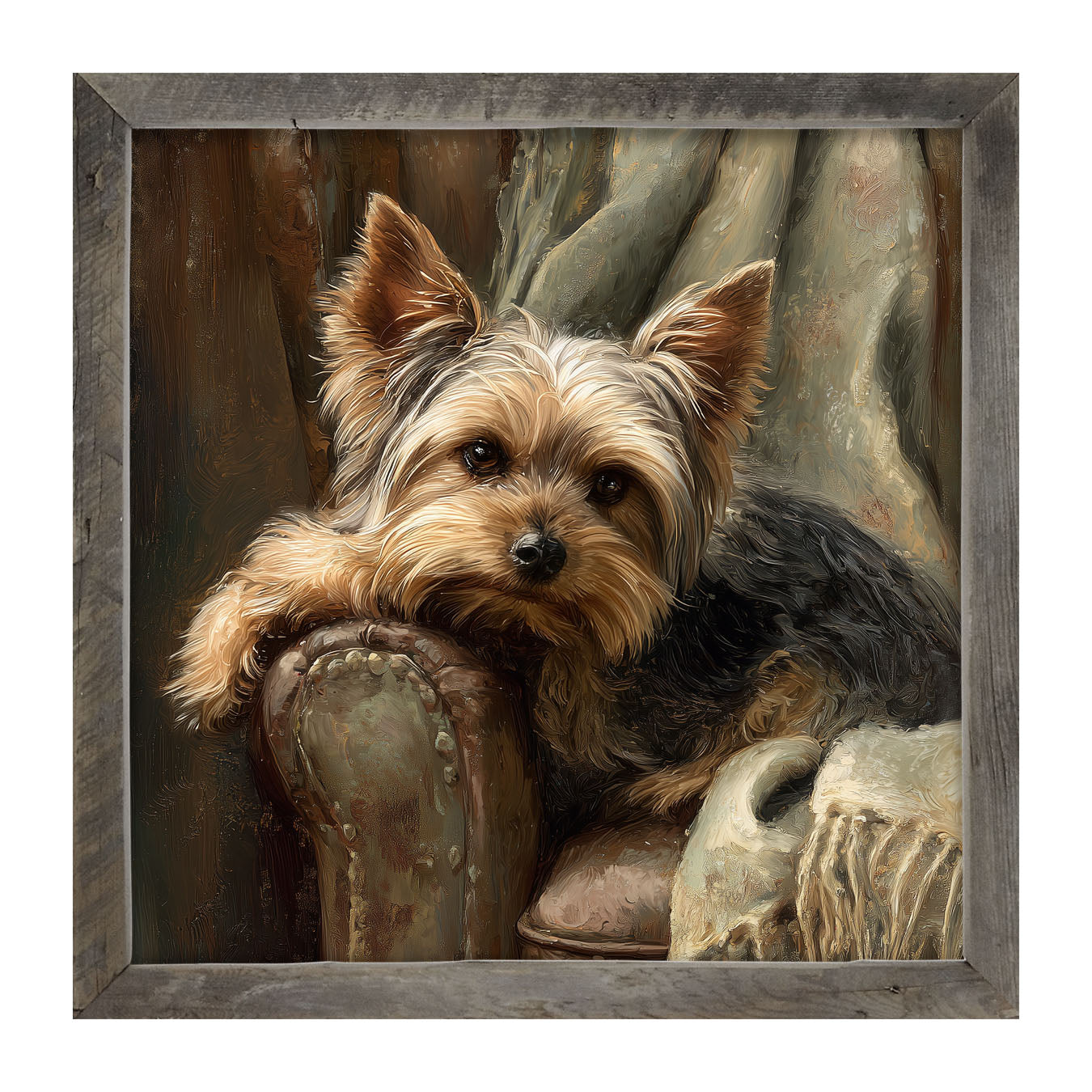 Armchair with Yorkshire Terrier Dog - Framed Art