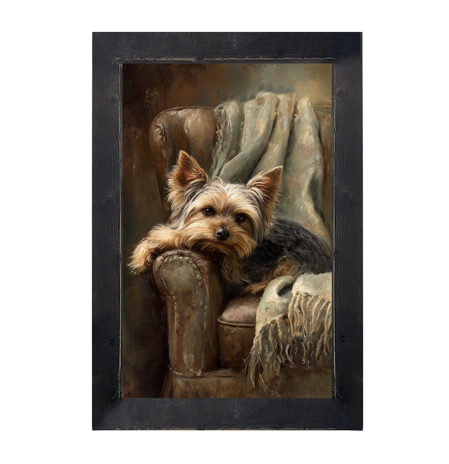 Armchair with Yorkshire Terrier Dog - Framed Art