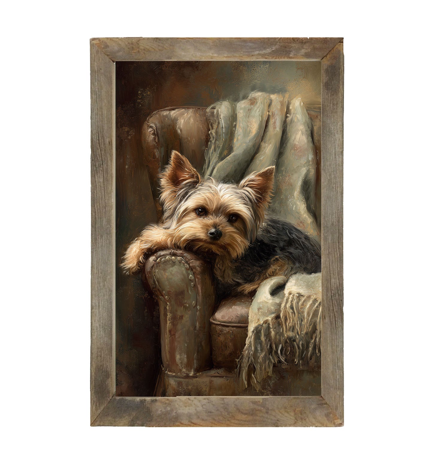 Armchair with Yorkshire Terrier Dog - Framed Art