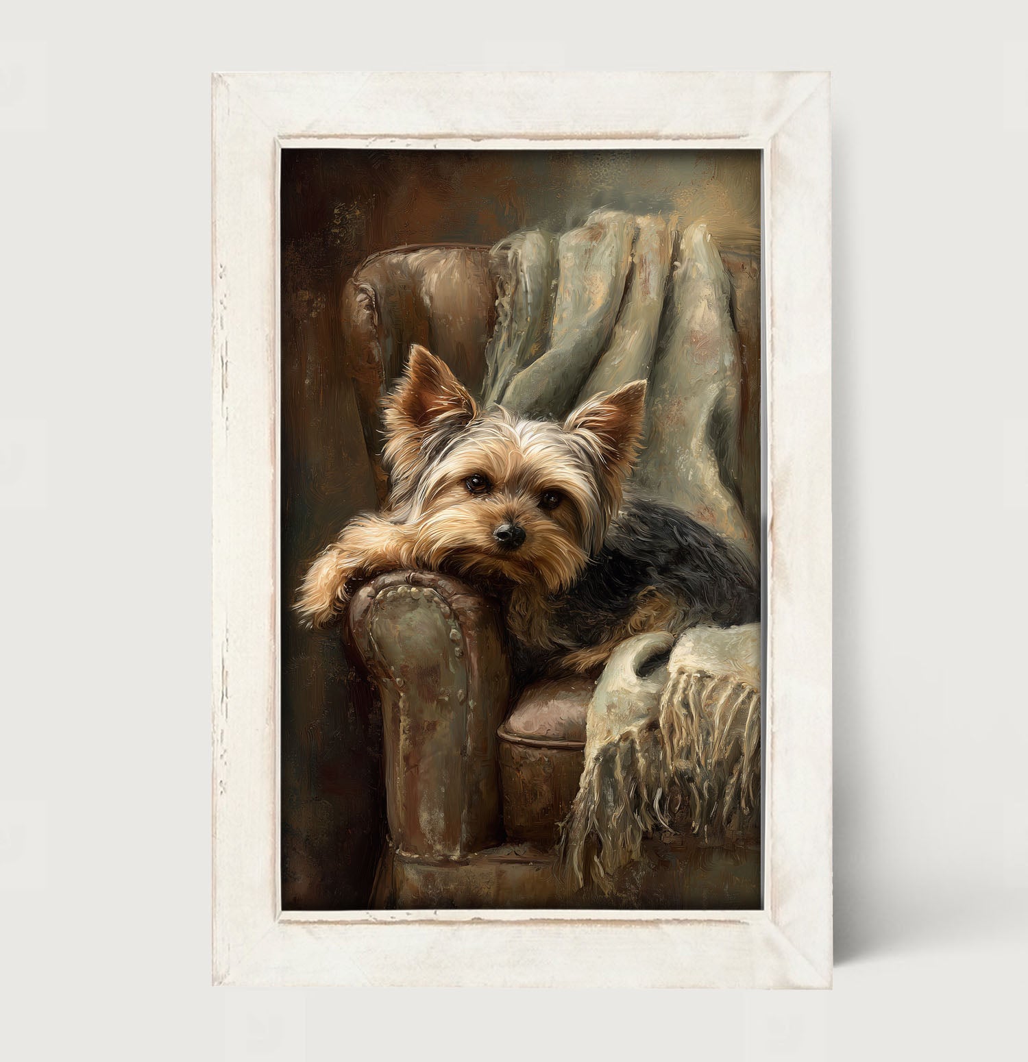 Armchair with Yorkshire Terrier Dog