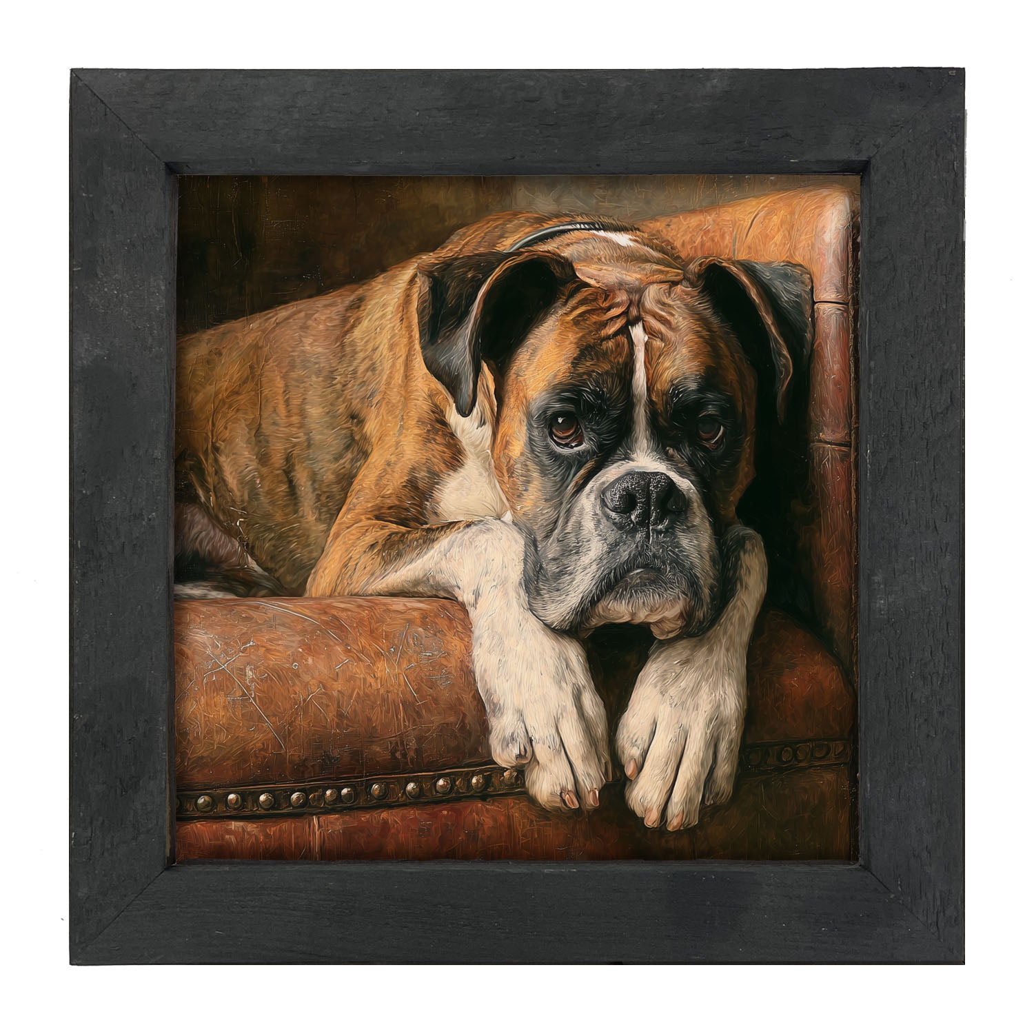 Armchair with Boxer Dog - Framed Art