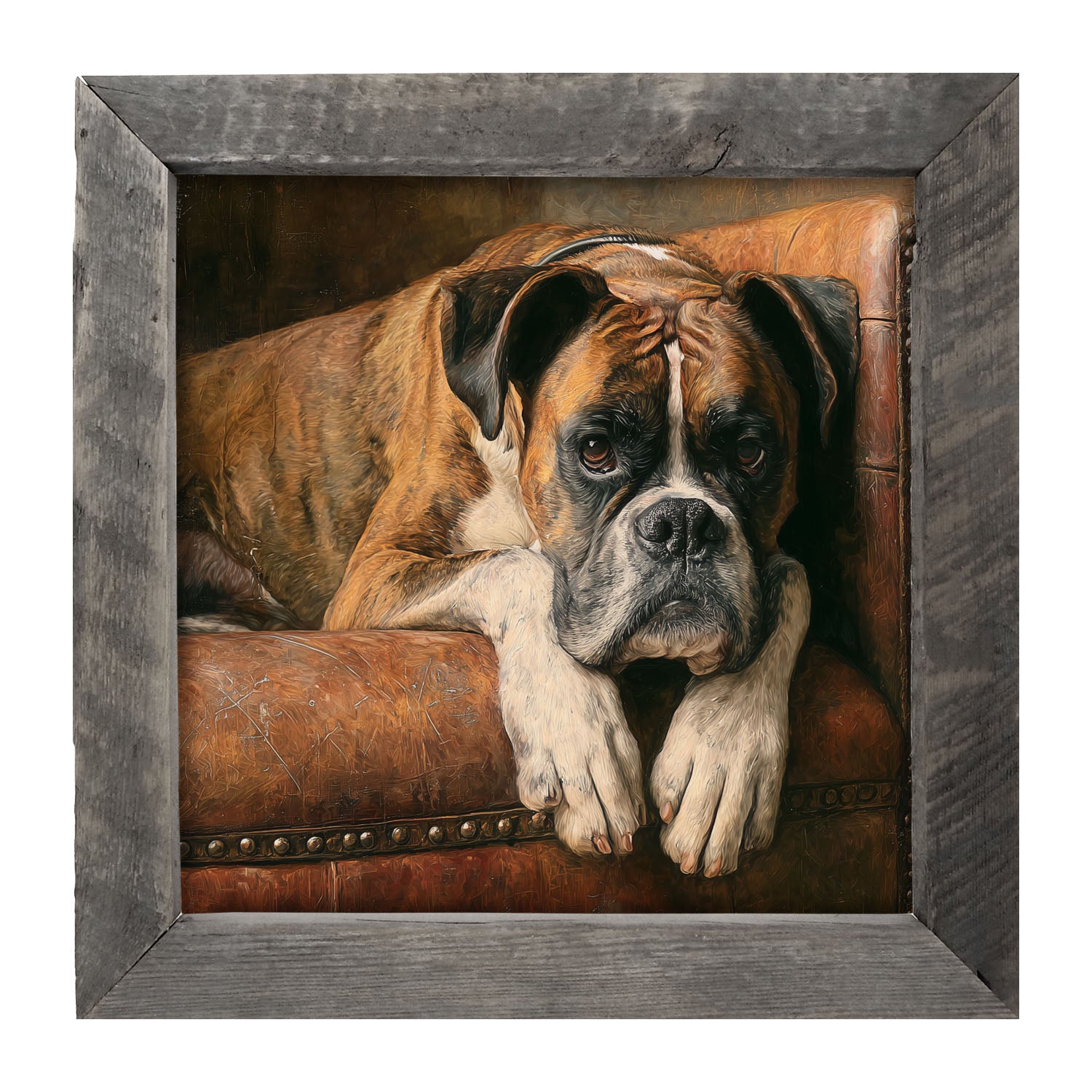 Armchair with Boxer Dog - Framed Art