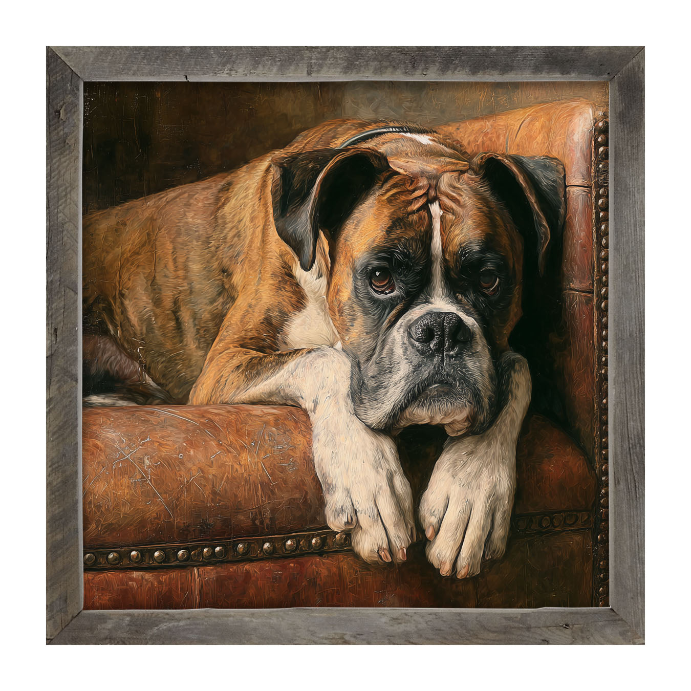 Armchair with Boxer Dog - Framed Art