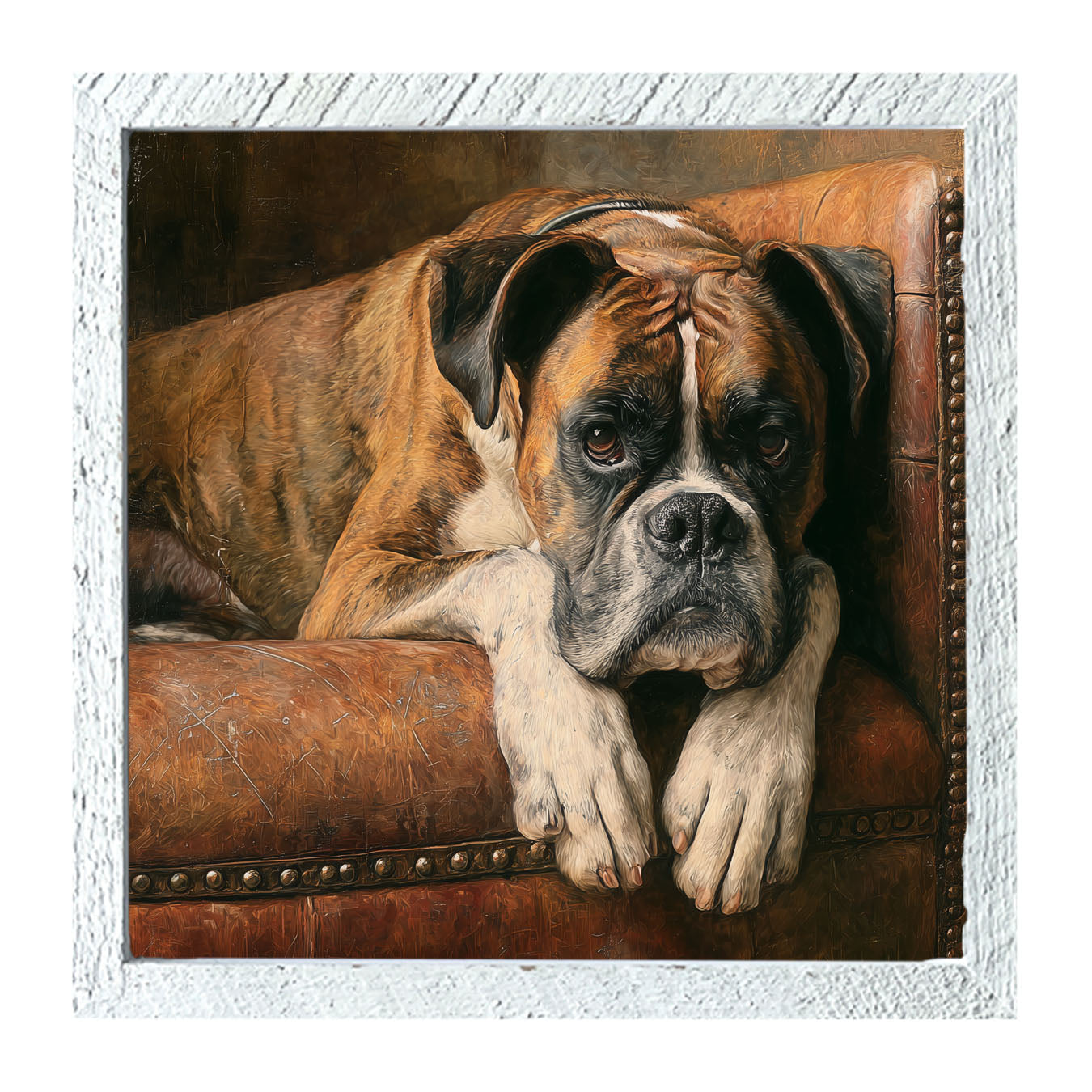 Armchair with Boxer Dog - Framed Art