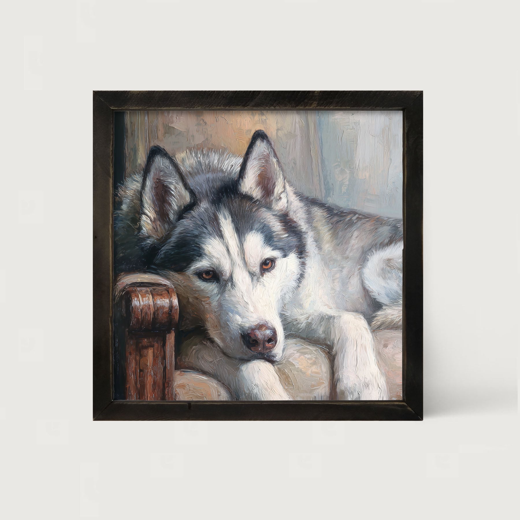 Armchair with Siberian Husky Dog