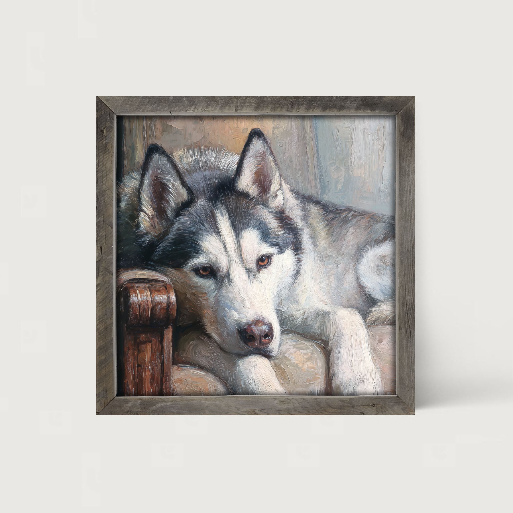 Armchair with Siberian Husky Dog