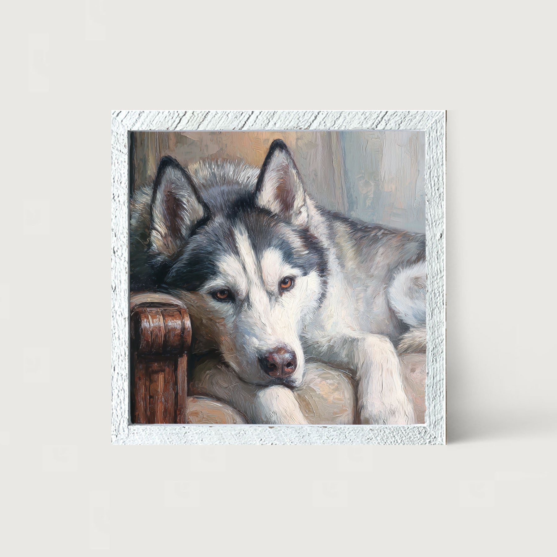 Armchair with Siberian Husky Dog