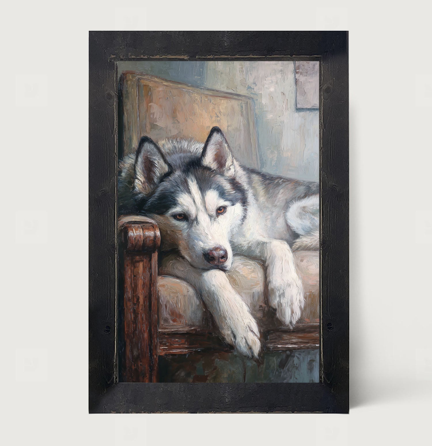 Armchair with Siberian Husky Dog