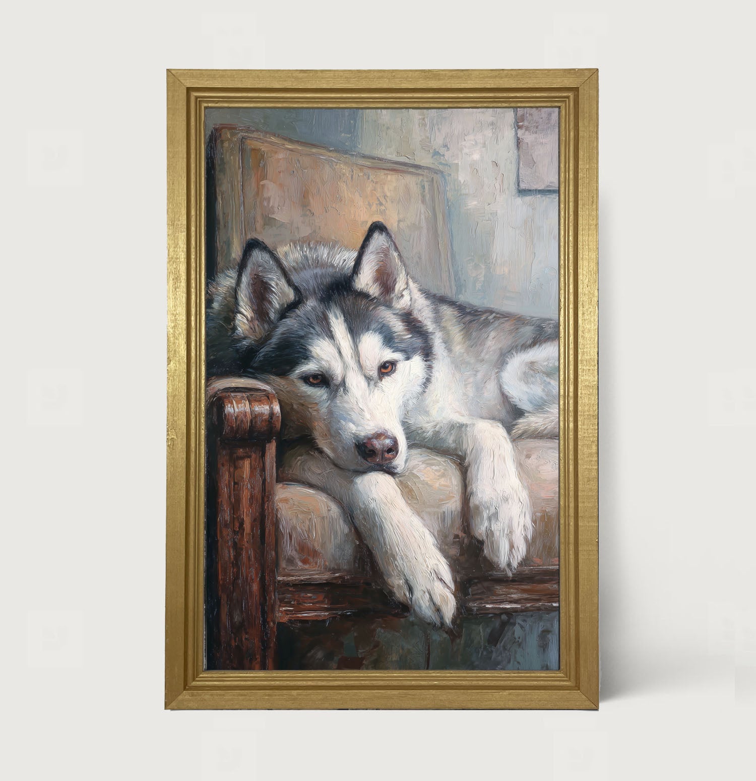 Armchair with Siberian Husky Dog
