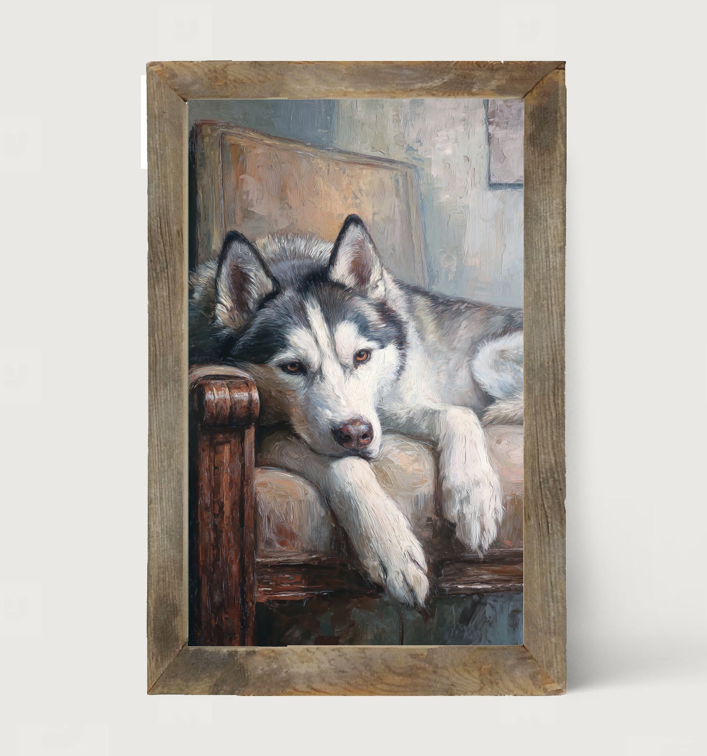 Armchair with Siberian Husky Dog