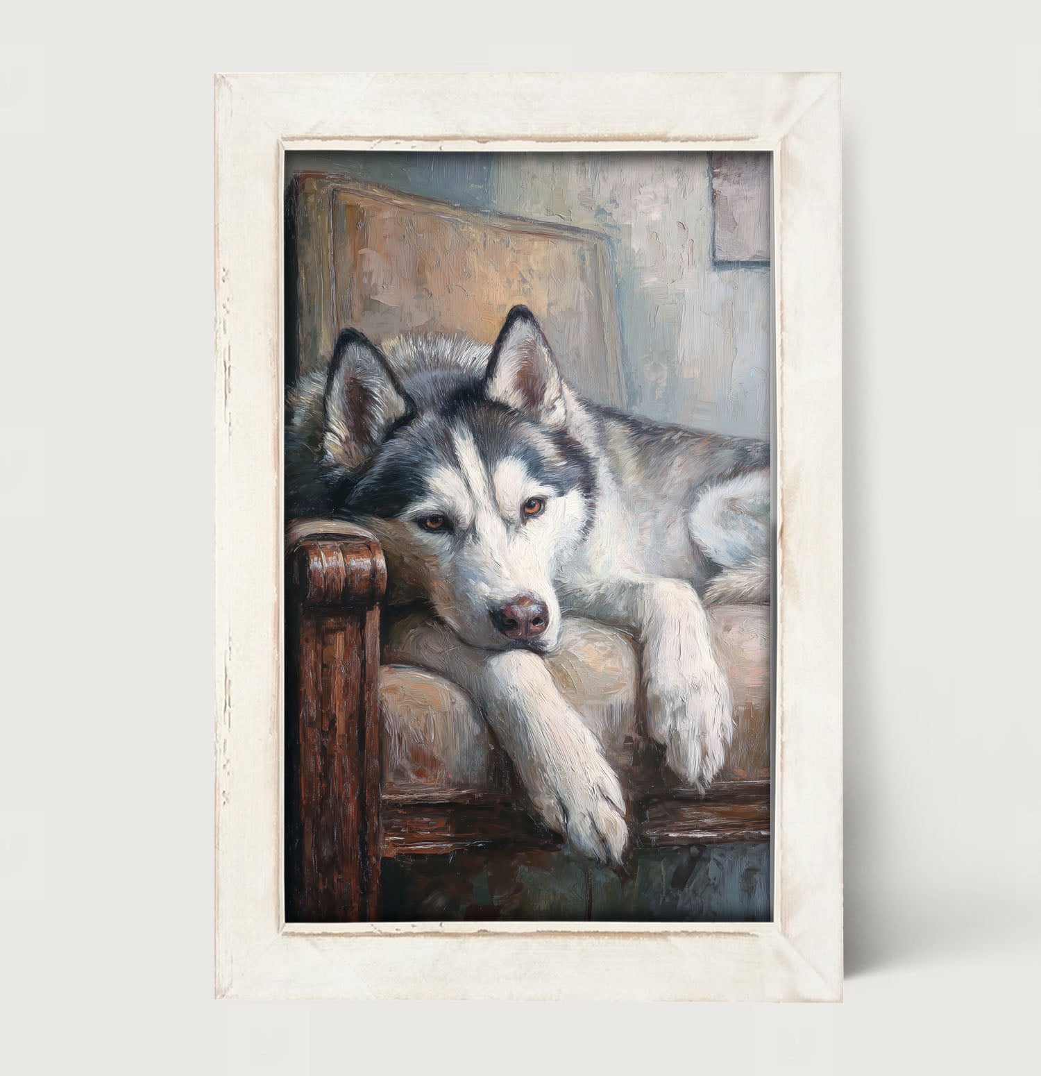 Armchair with Siberian Husky Dog