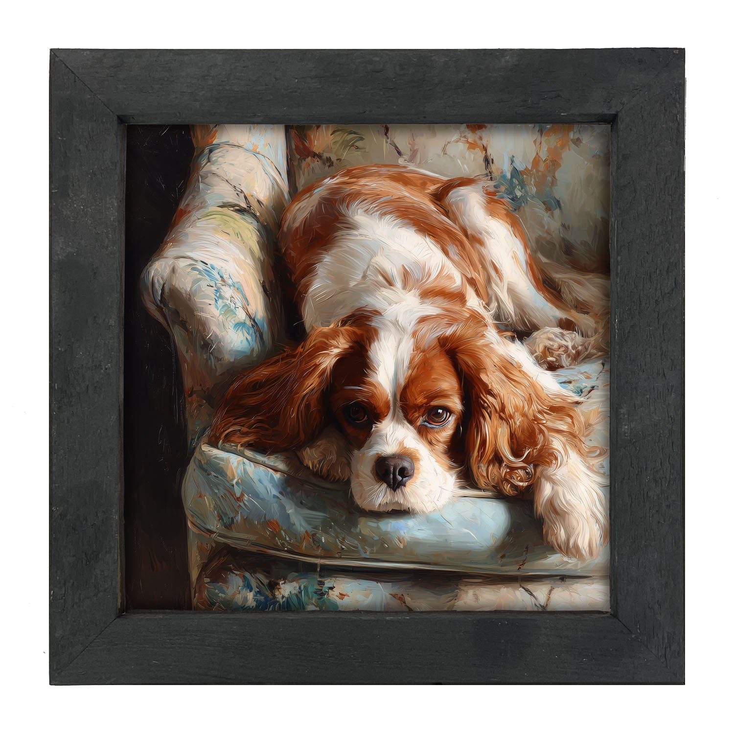 Armchair with Cavalier King Charles Spaniel - Framed Art