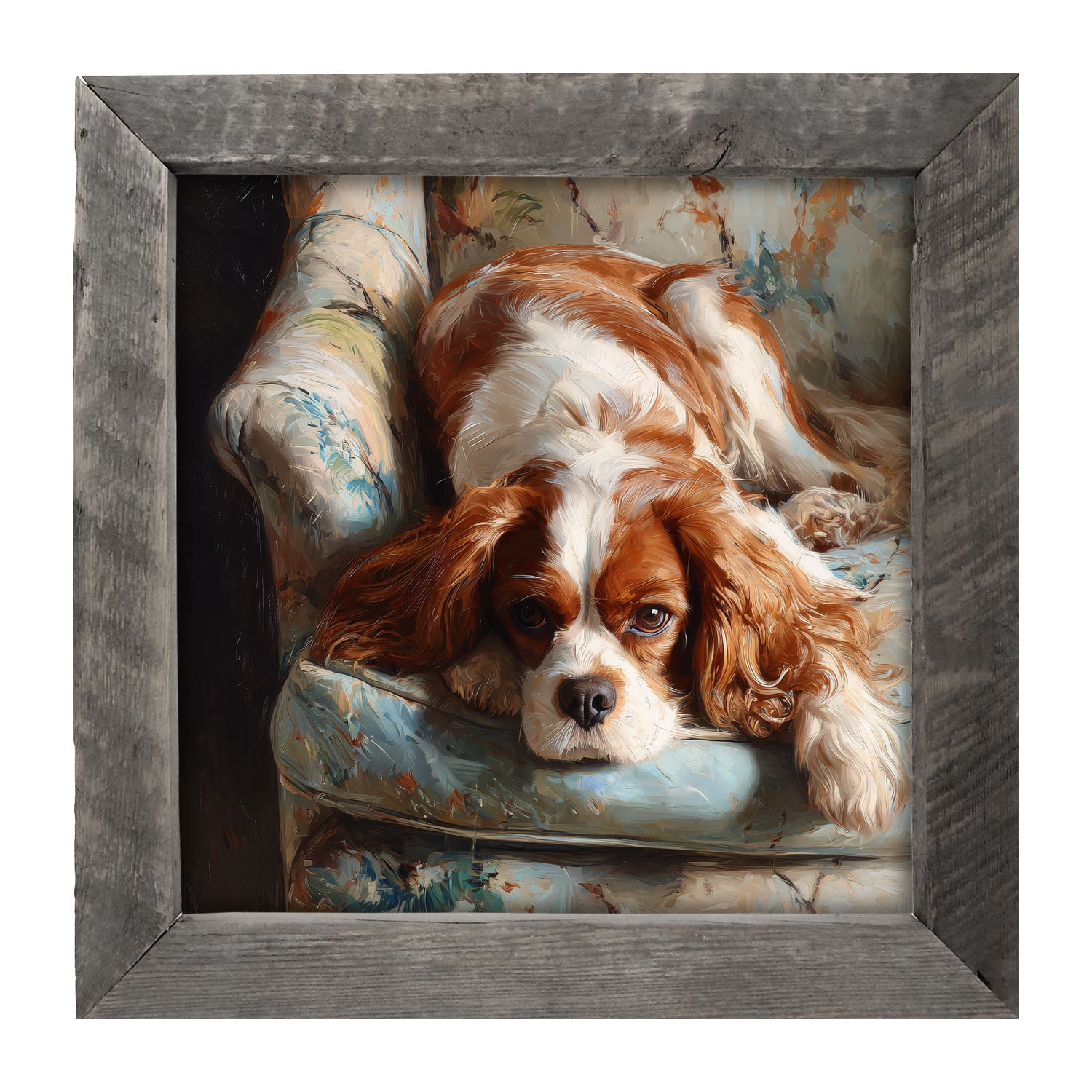 Armchair with Cavalier King Charles Spaniel - Framed Art