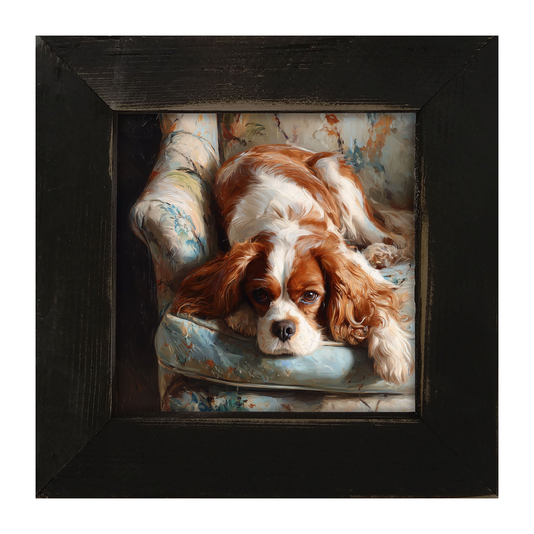 Armchair with Cavalier King Charles Spaniel - Framed Art