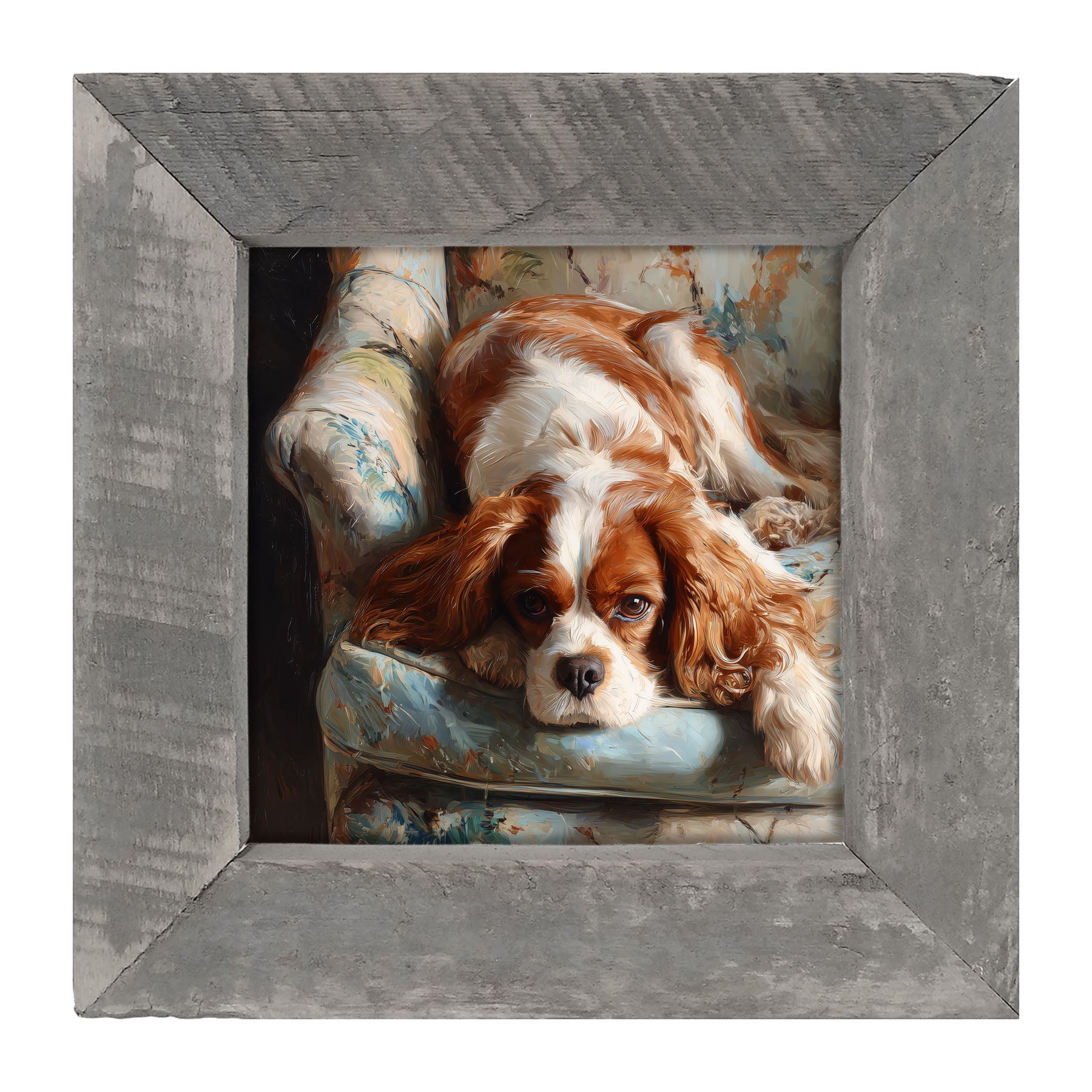 Armchair with Cavalier King Charles Spaniel - Framed Art