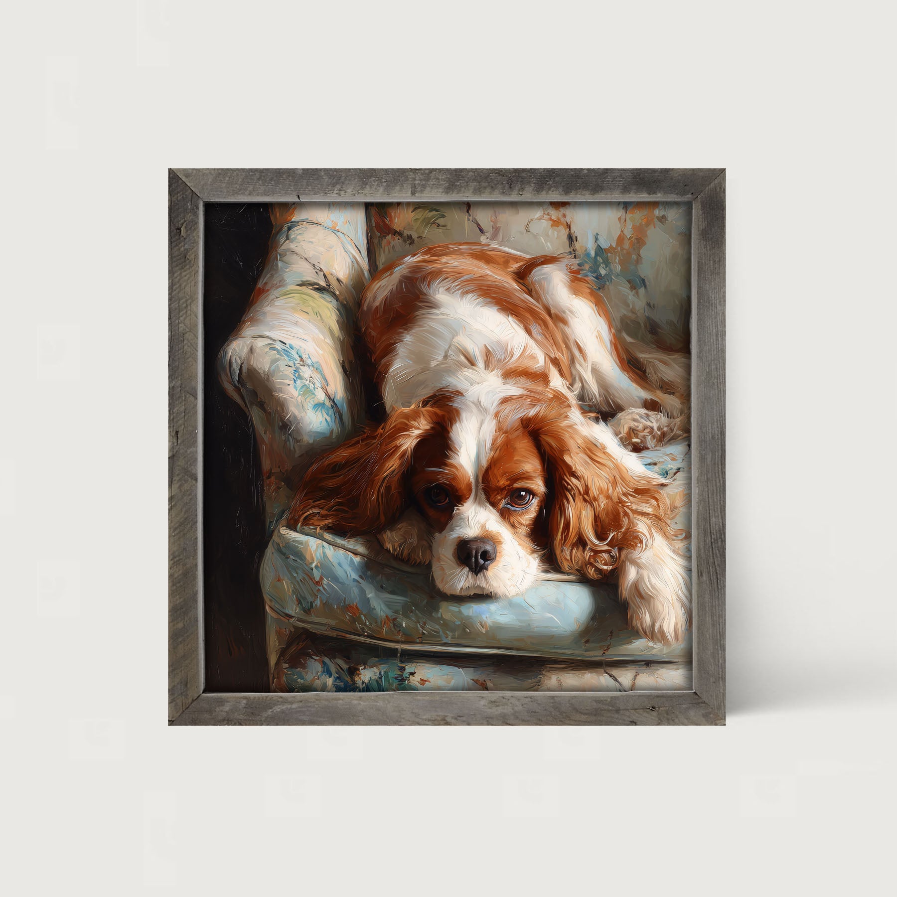 Armchair with Cavalier King Charles Spaniel - Framed Art
