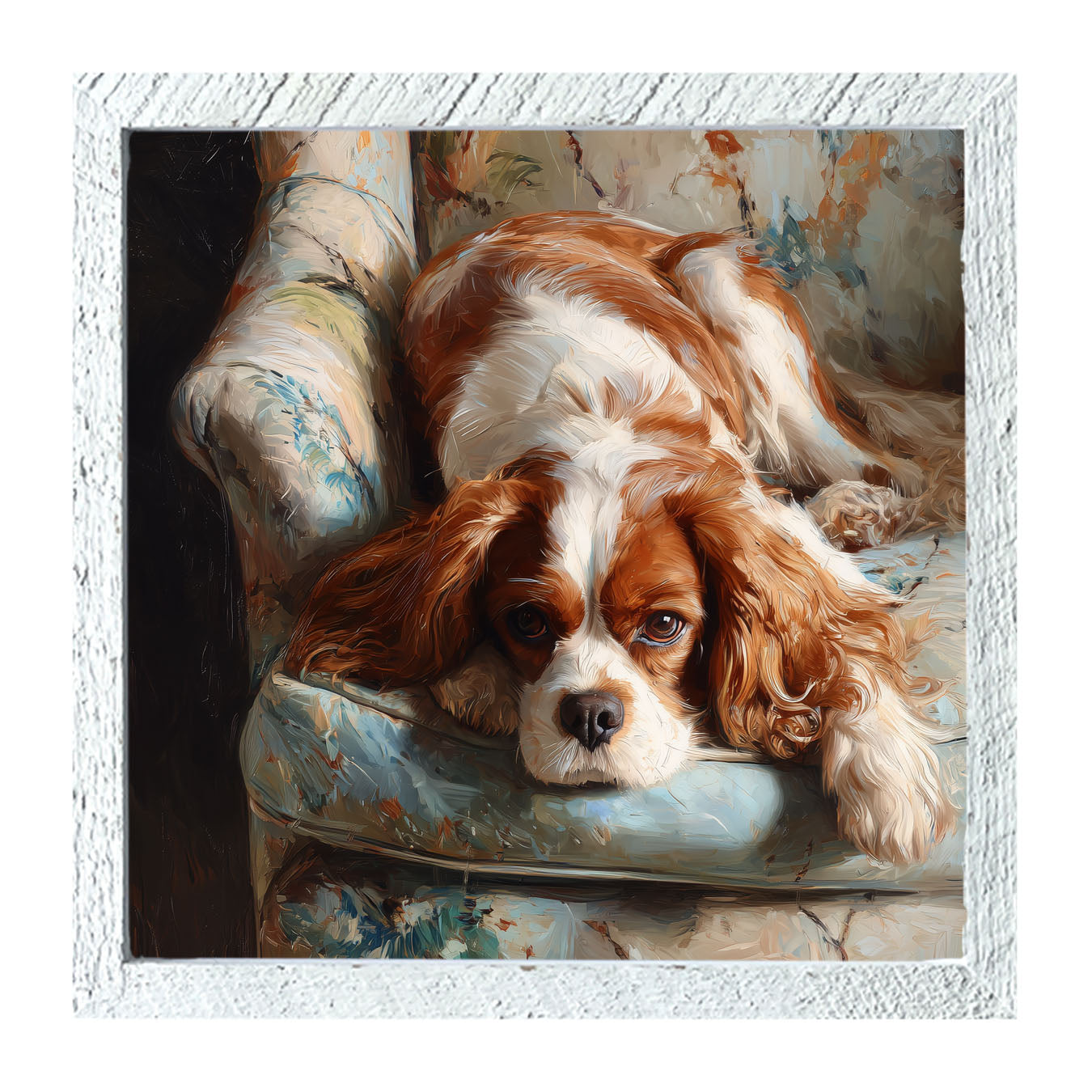 Armchair with Cavalier King Charles Spaniel - Framed Art