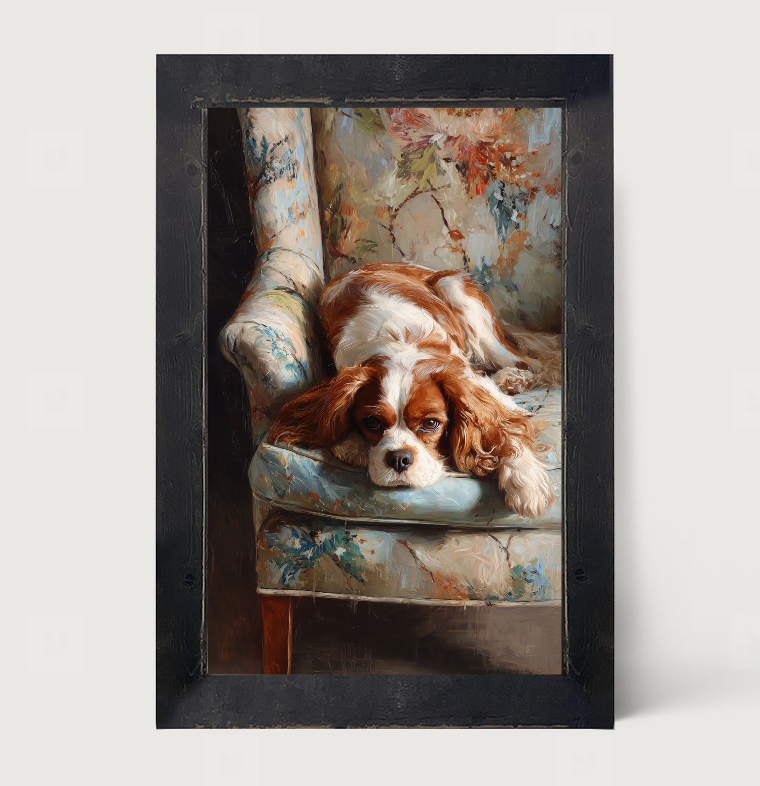 Armchair with Cavalier King Charles Spaniel - Framed Art