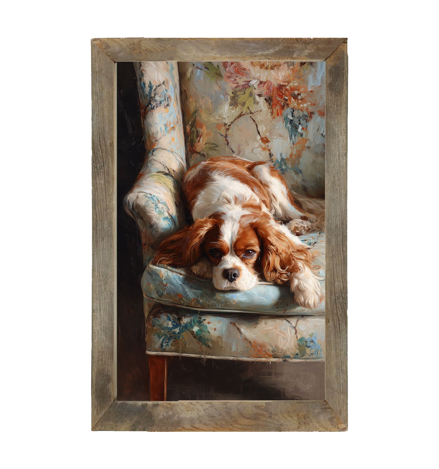 Armchair with Cavalier King Charles Spaniel - Framed Art