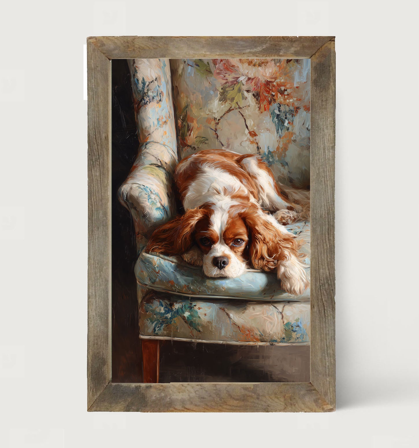 Armchair with Cavalier King Charles Spaniel - Framed Art