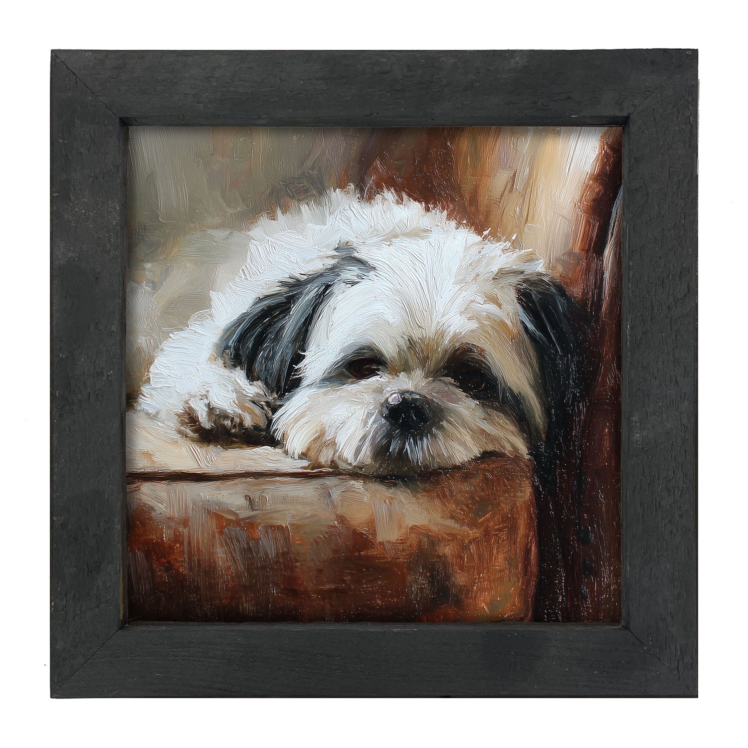 Armchair with Shih Tzu Dog - Framed Art