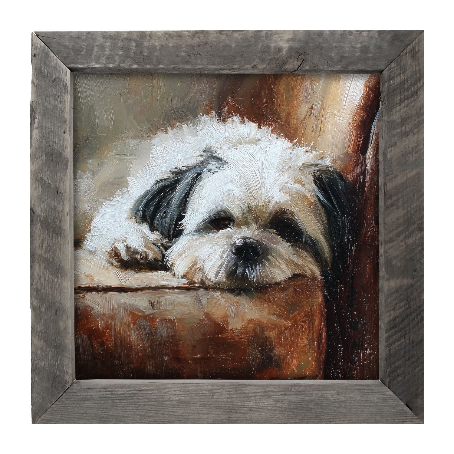 Armchair with Shih Tzu Dog - Framed Art