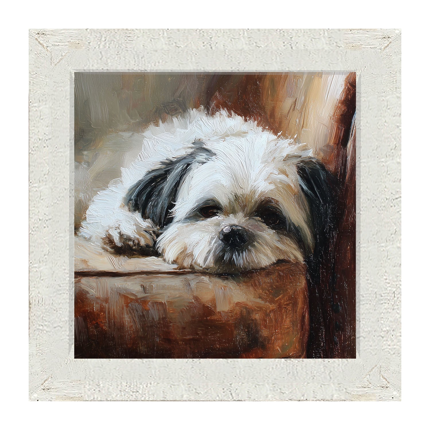 Armchair with Shih Tzu Dog - Framed Art