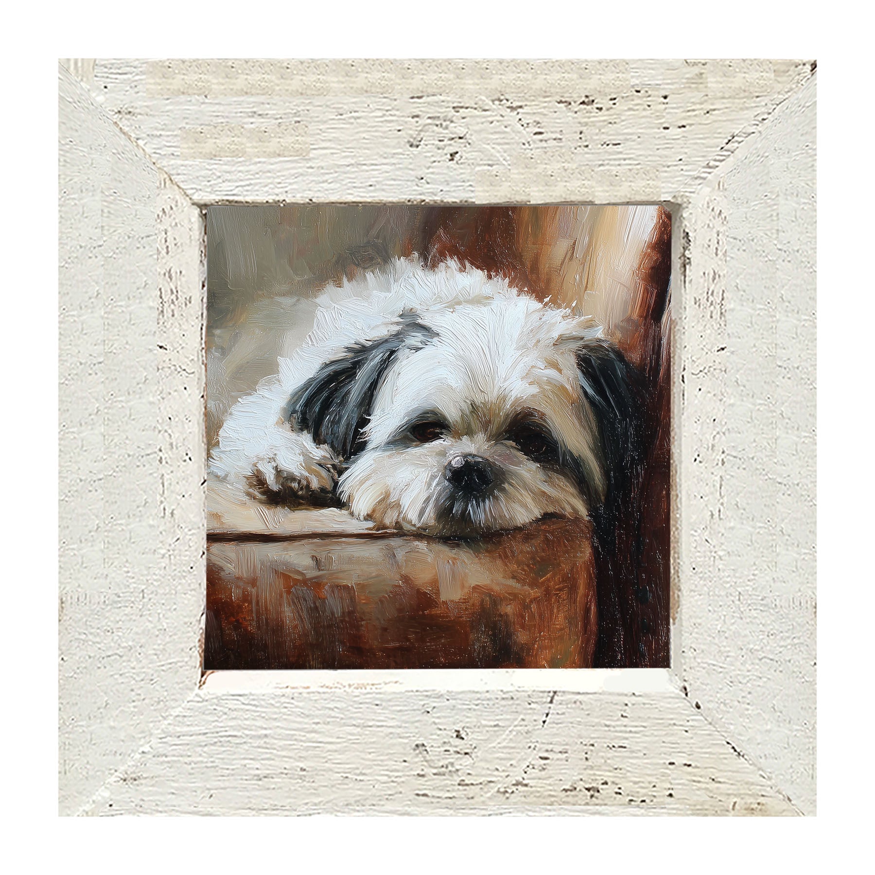 Armchair with Shih Tzu Dog - Framed Art