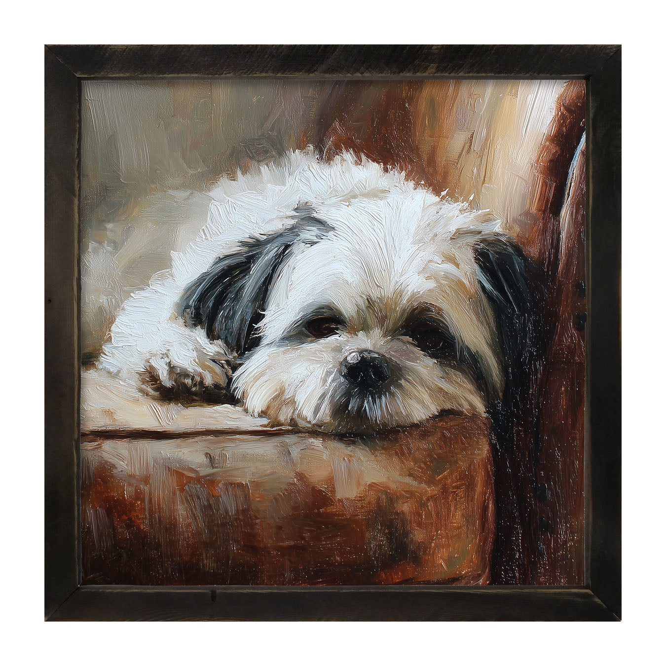 Armchair with Shih Tzu Dog - Framed Art