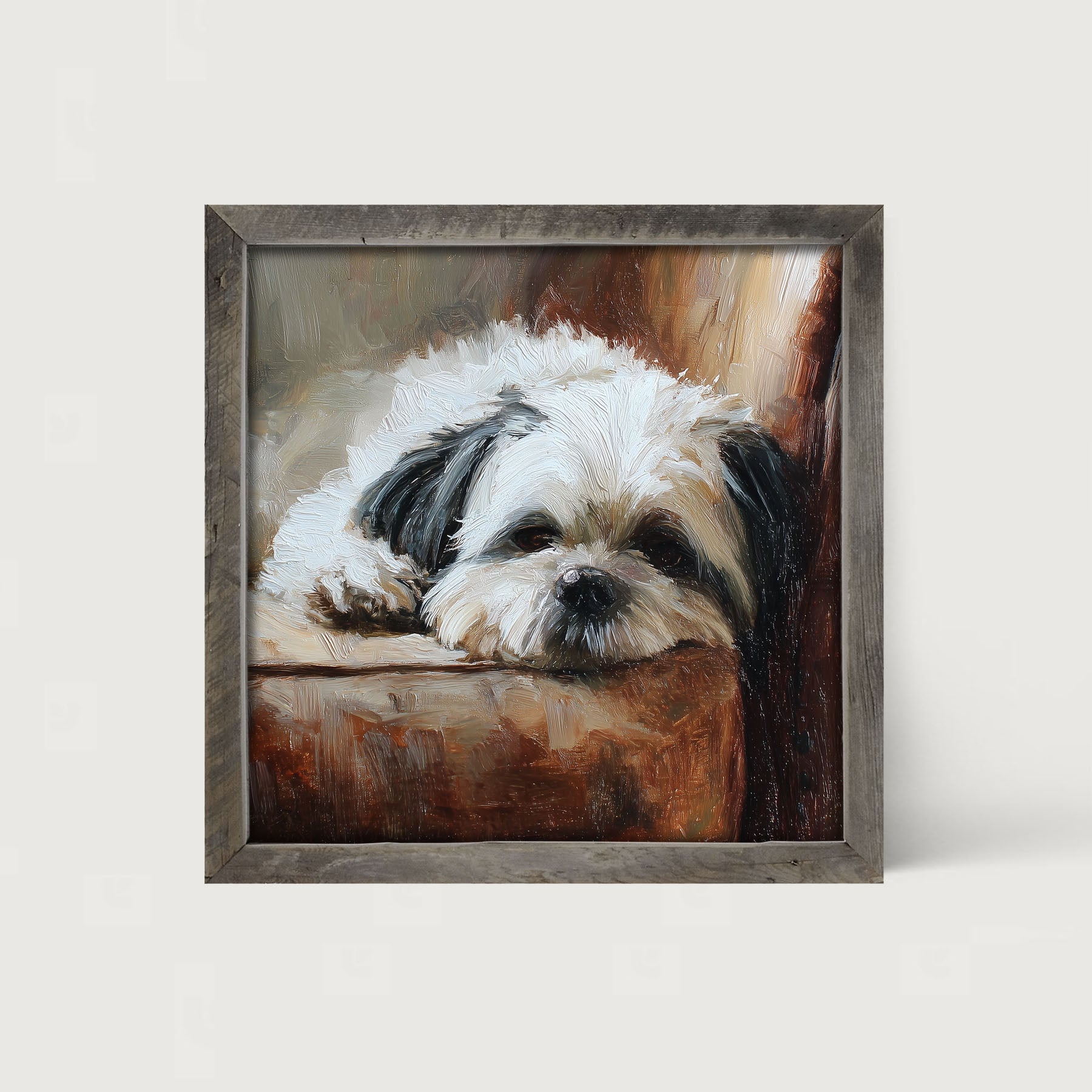 Armchair with Shih Tzu Dog - Framed Art