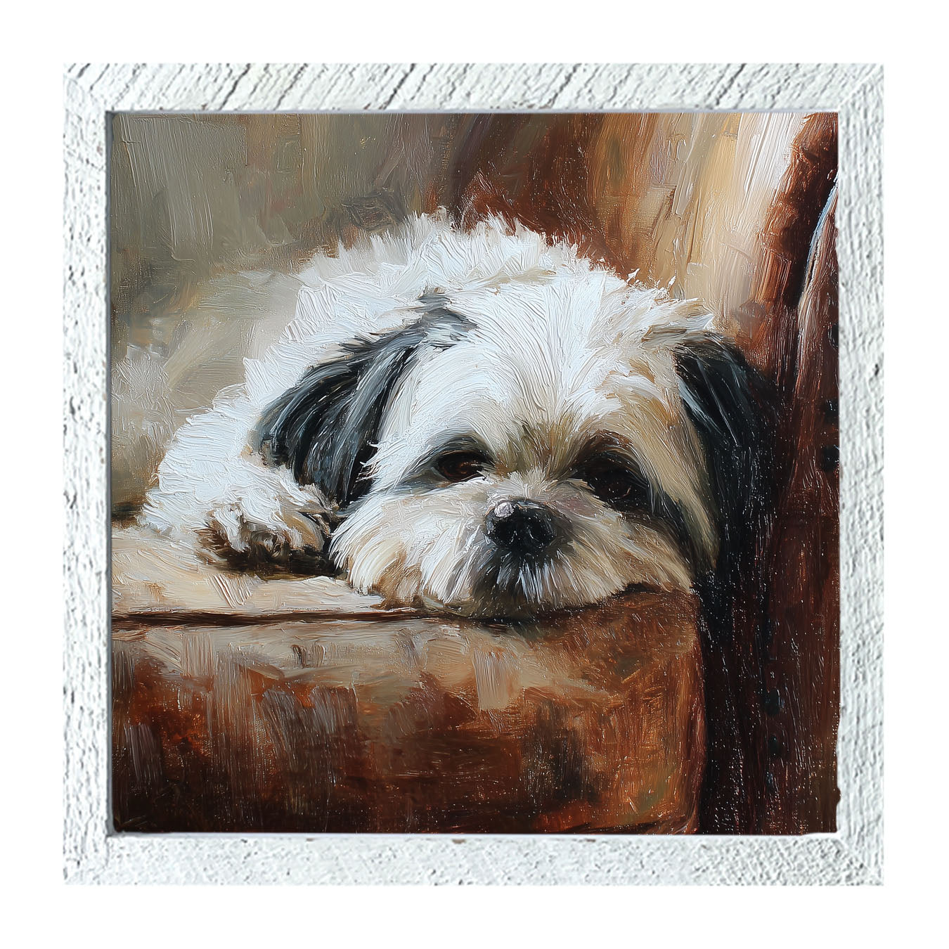 Armchair with Shih Tzu Dog - Framed Art
