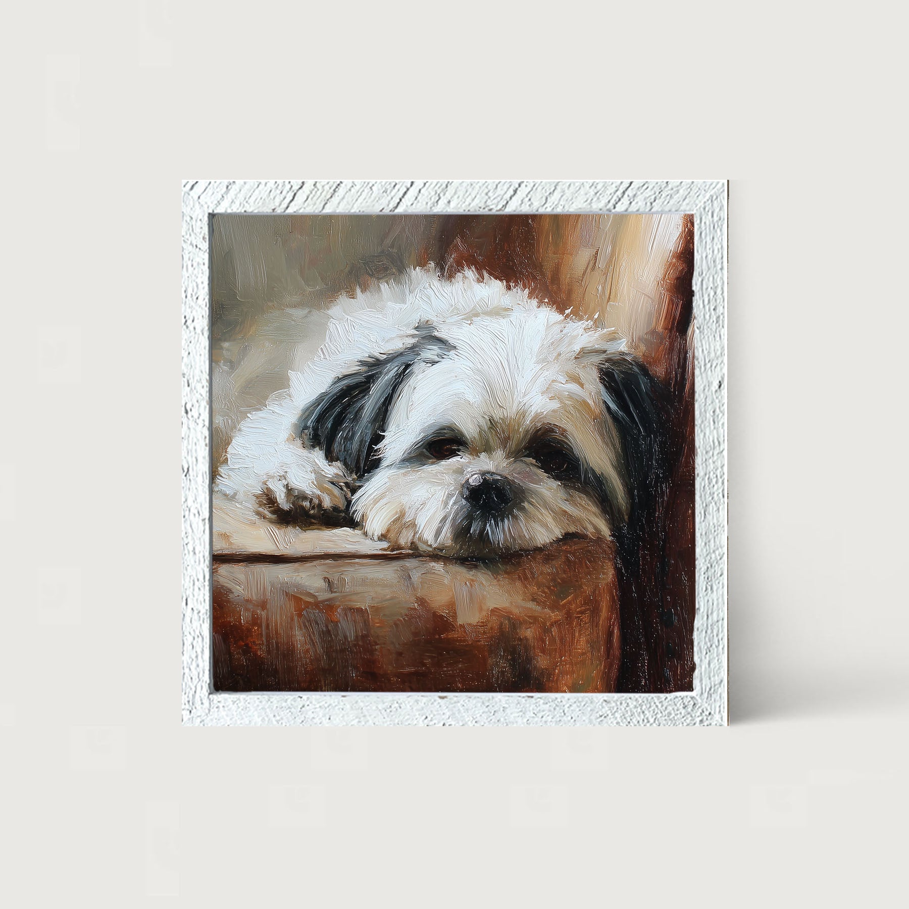 Armchair with Shih Tzu Dog - Framed Art