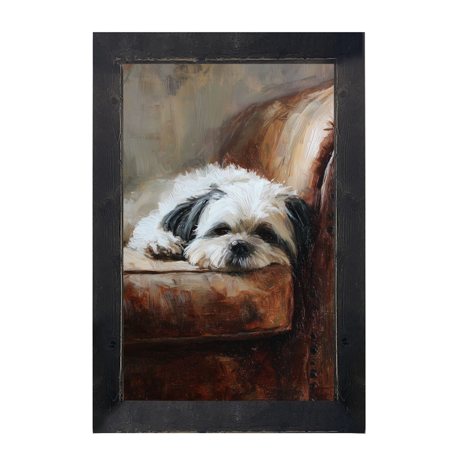 Armchair with Shih Tzu Dog - Framed Art