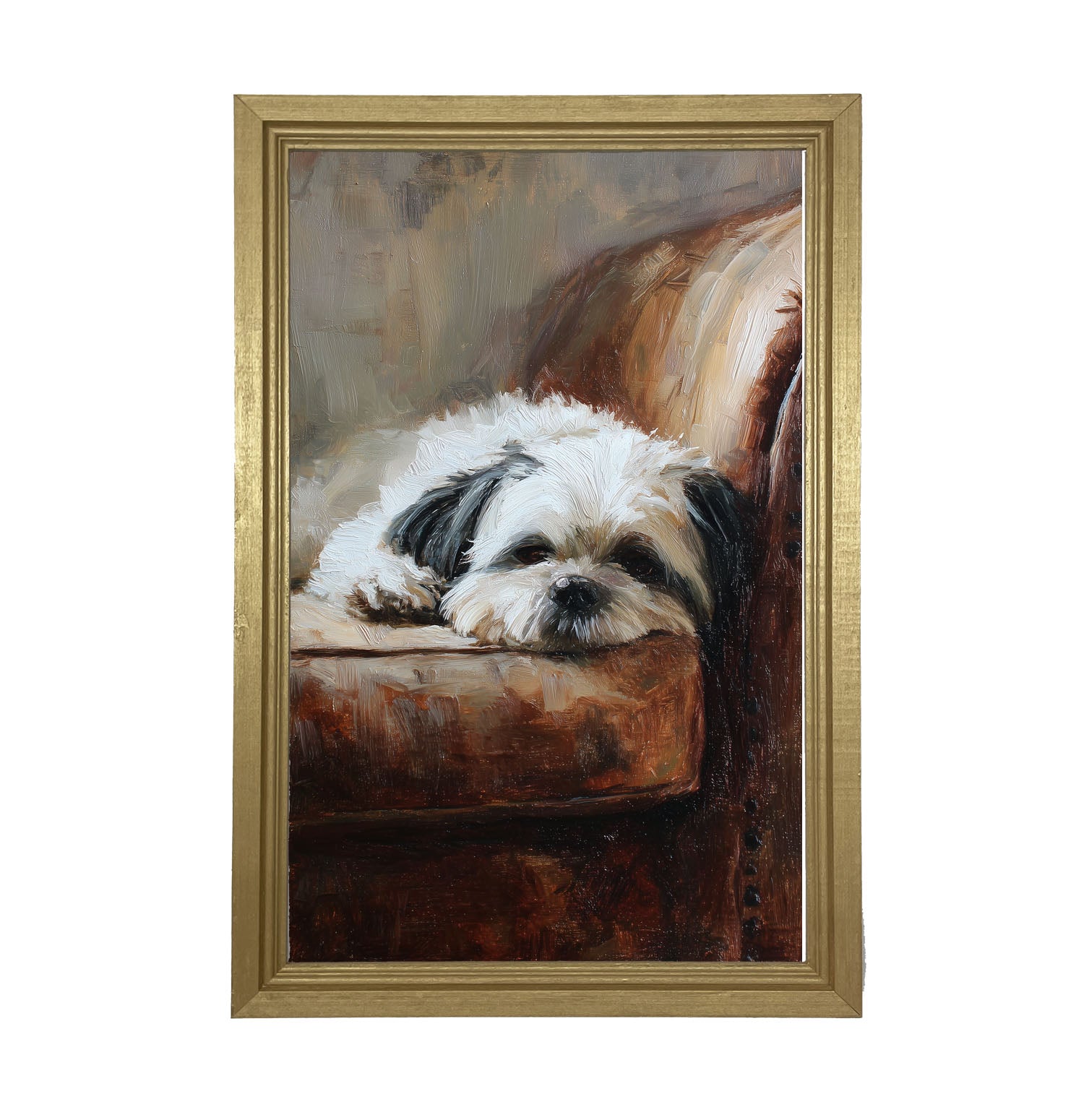 Armchair with Shih Tzu Dog - Framed Art