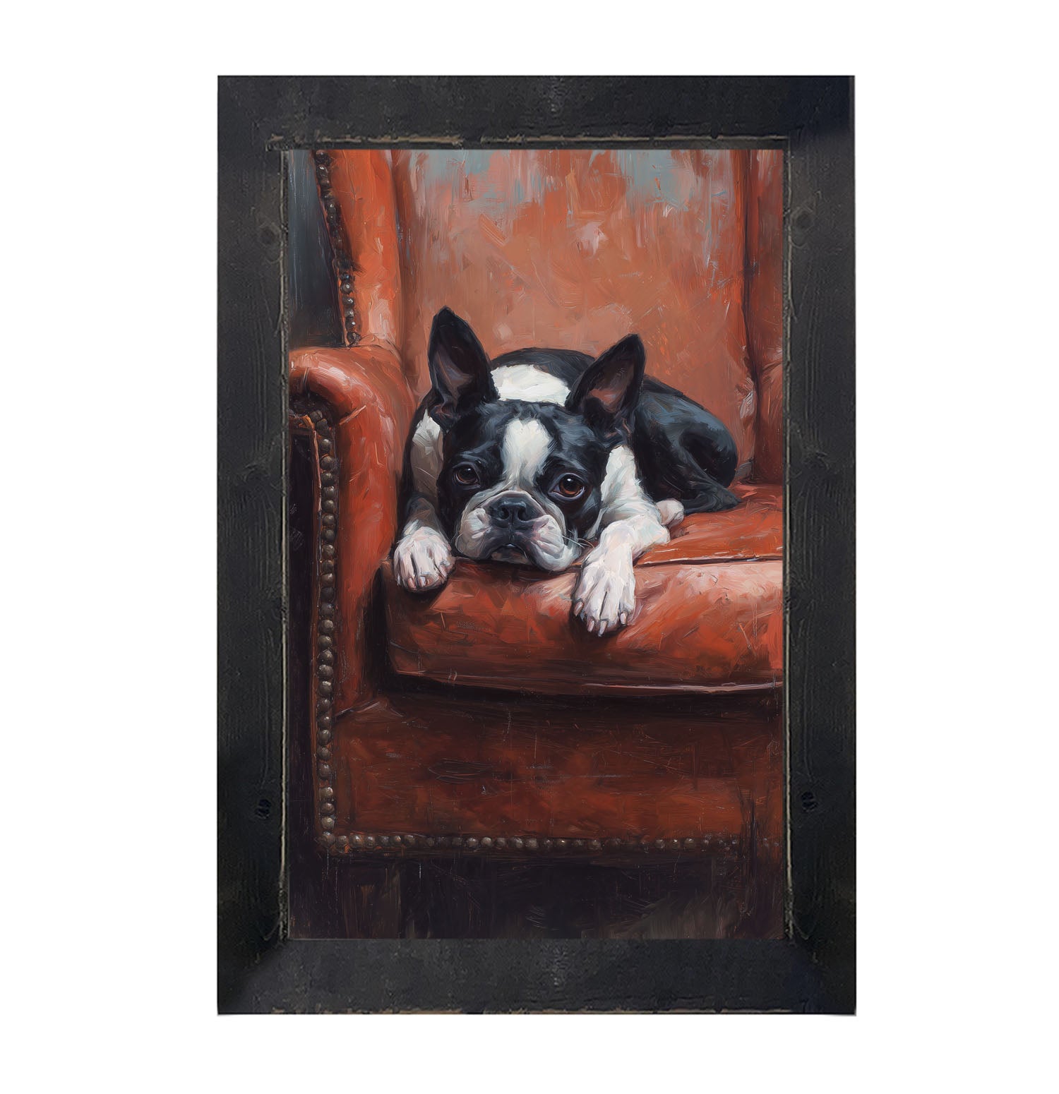 Armchair with Boston Terrier Dog - Framed Art