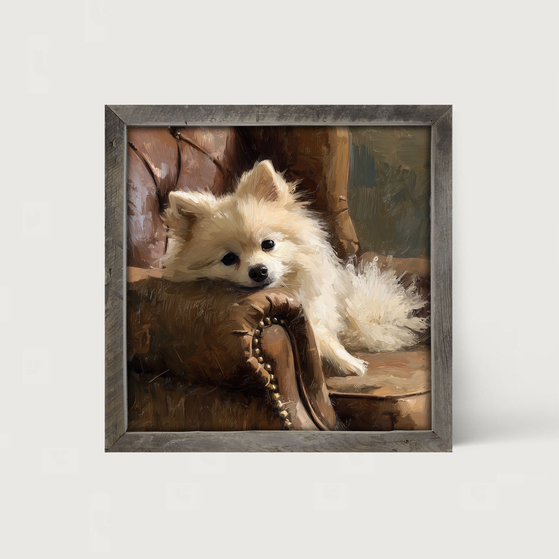 Armchair with Pomeranian Dog